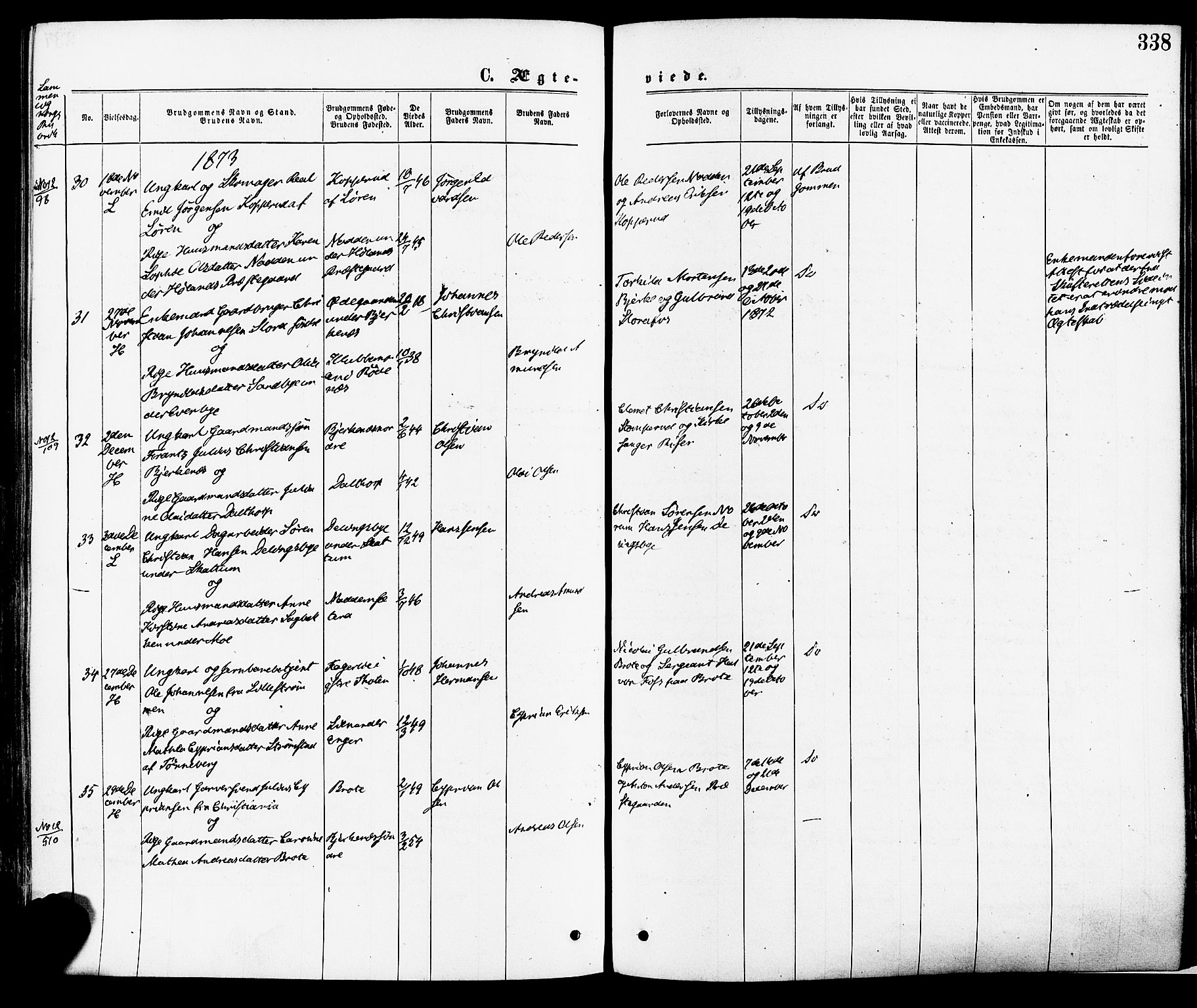 Høland prestekontor Kirkebøker, SAO/A-10346a/F/Fa/L0012.a: Parish register (official) no. I 12A, 1869-1879, p. 338