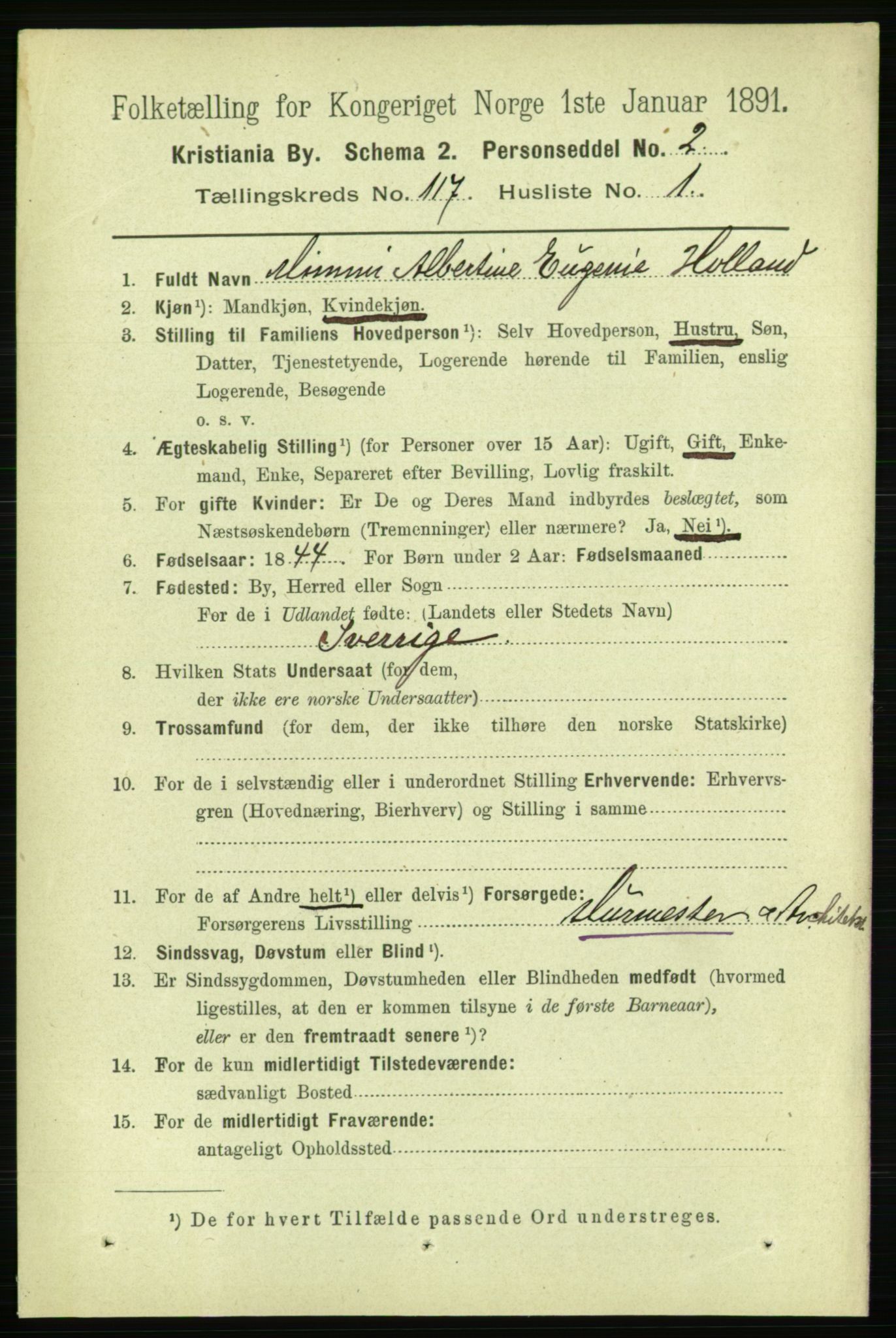 RA, 1891 census for 0301 Kristiania, 1891, p. 62958