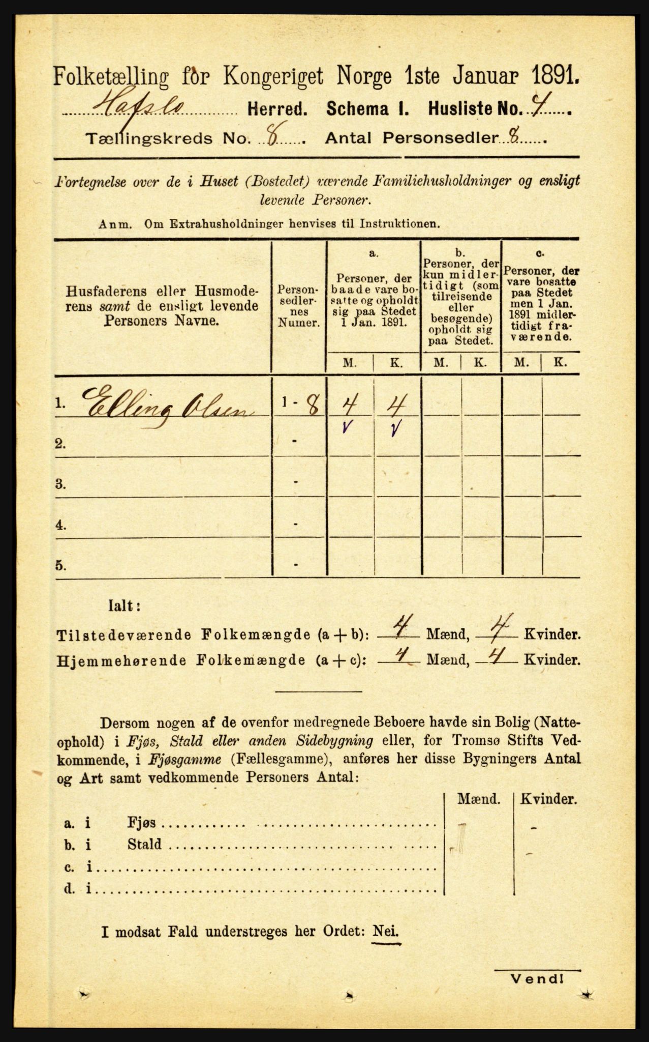 RA, 1891 census for 1425 Hafslo, 1891, p. 3130