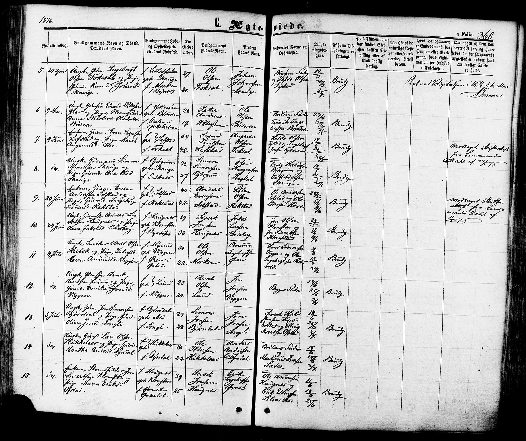 Ministerialprotokoller, klokkerbøker og fødselsregistre - Sør-Trøndelag, SAT/A-1456/665/L0772: Parish register (official) no. 665A07, 1856-1878, p. 360