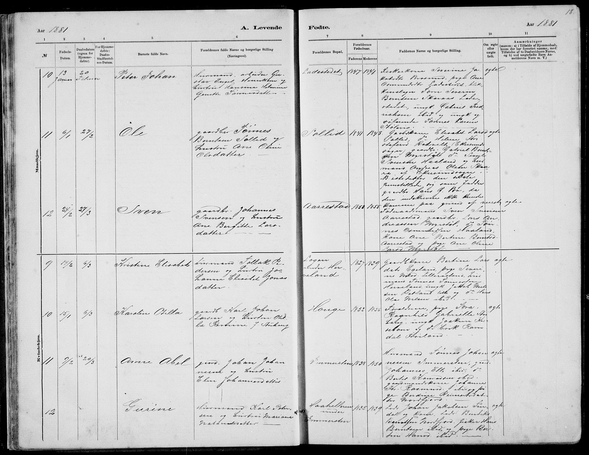 Sokndal sokneprestkontor, AV/SAST-A-101808: Parish register (copy) no. B 4, 1880-1891, p. 18