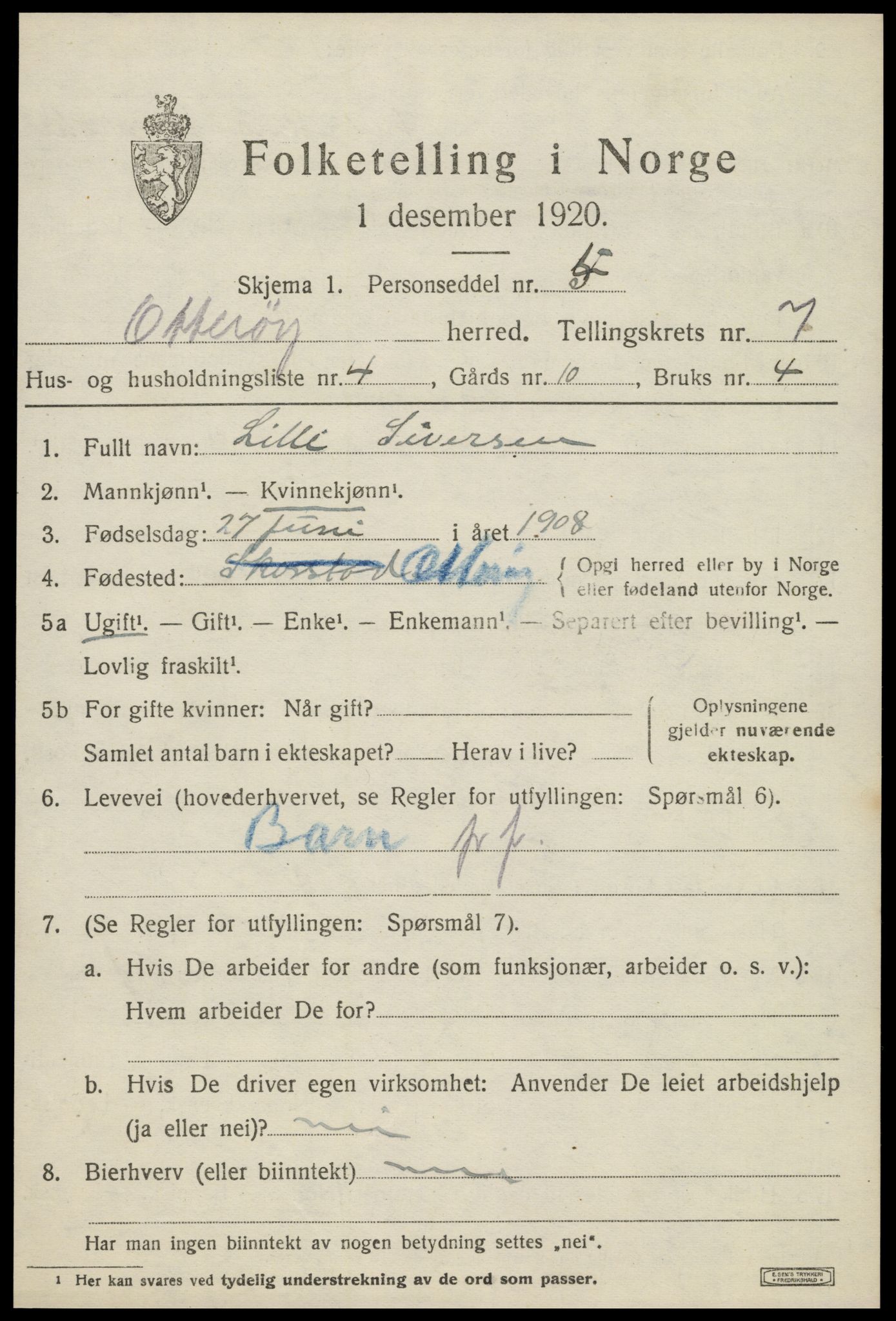 SAT, 1920 census for Otterøy, 1920, p. 2635