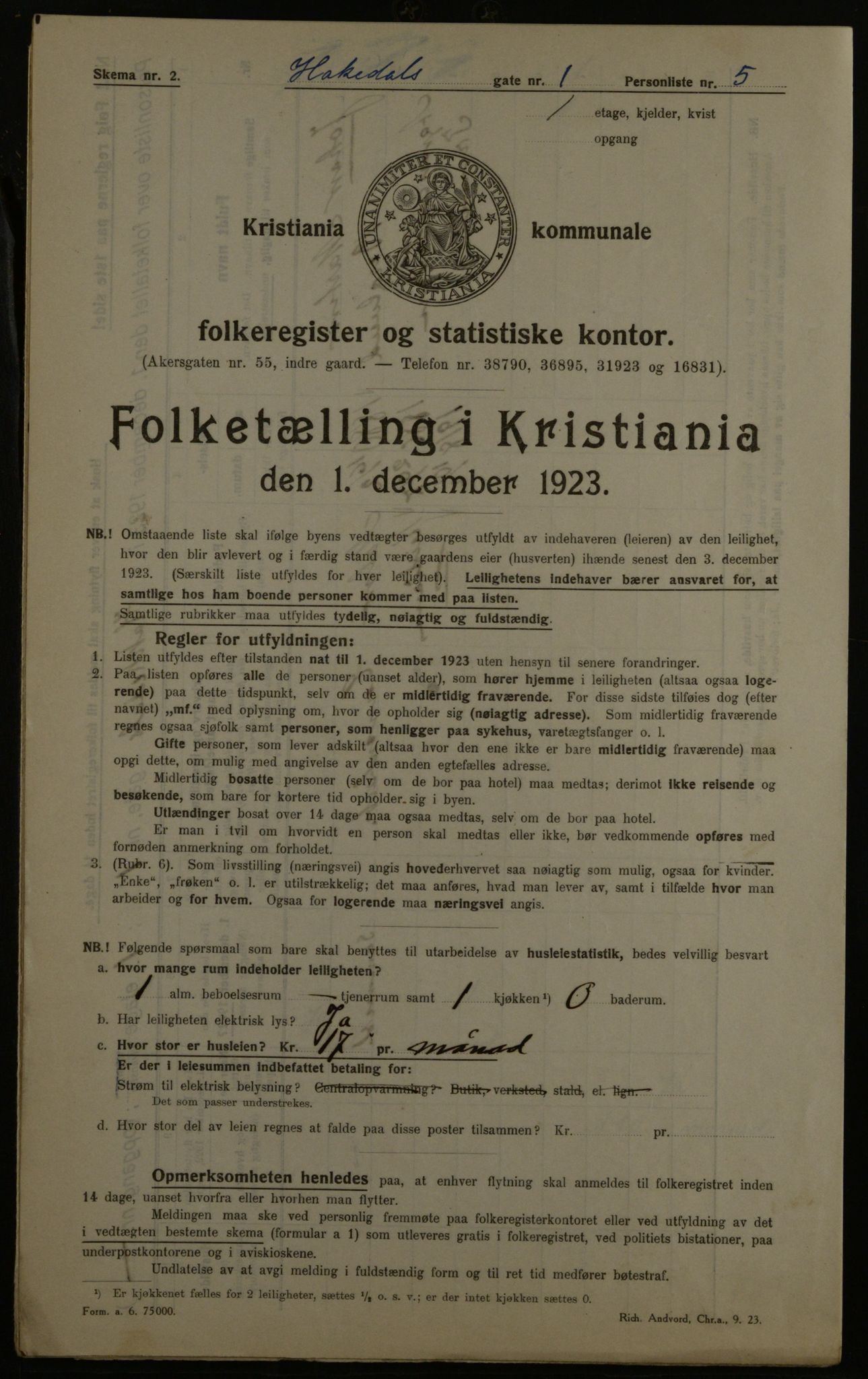 OBA, Municipal Census 1923 for Kristiania, 1923, p. 27288