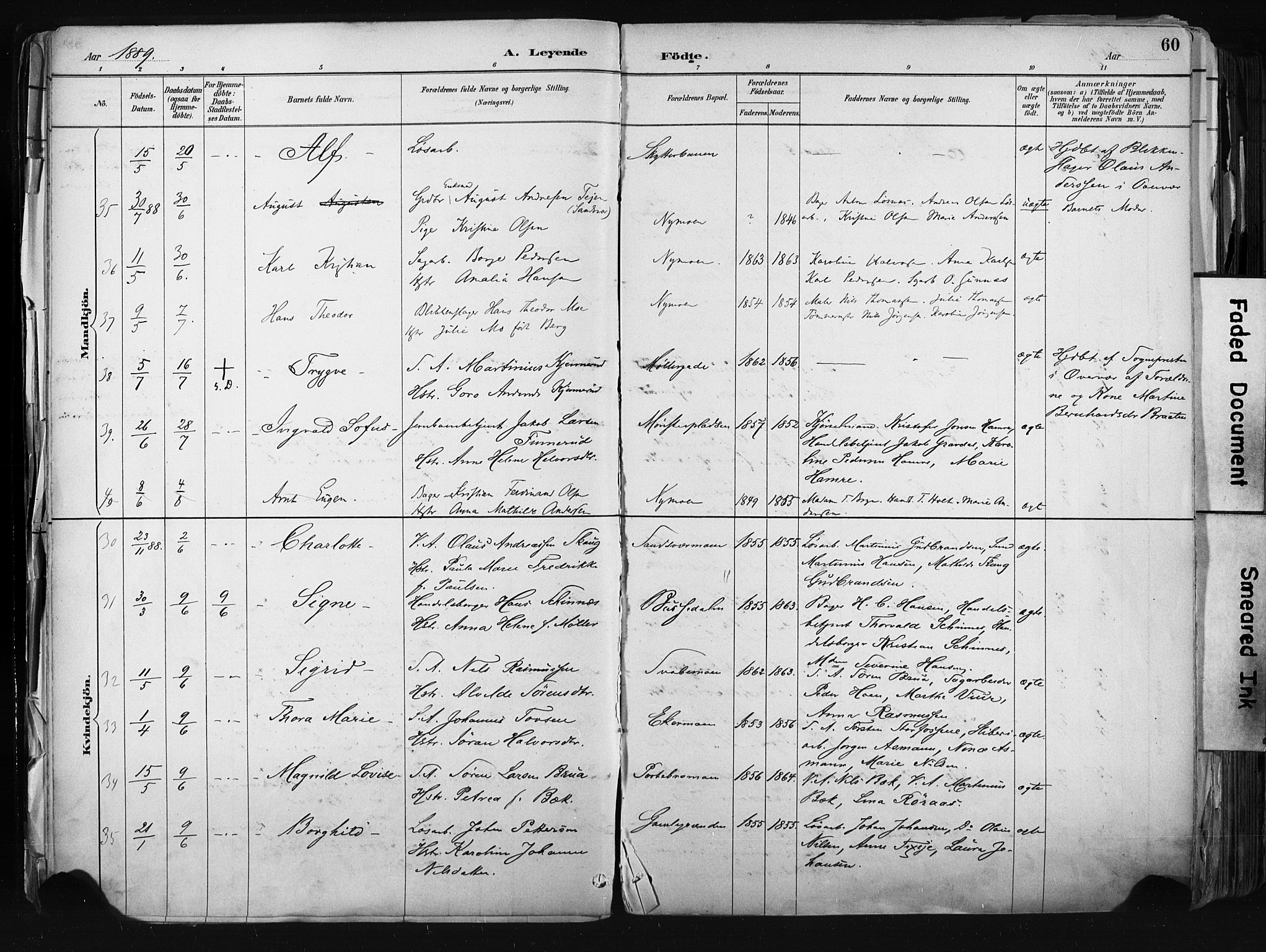 Kongsberg kirkebøker, AV/SAKO-A-22/F/Fb/L0002: Parish register (official) no. II 2, 1886-1896, p. 60