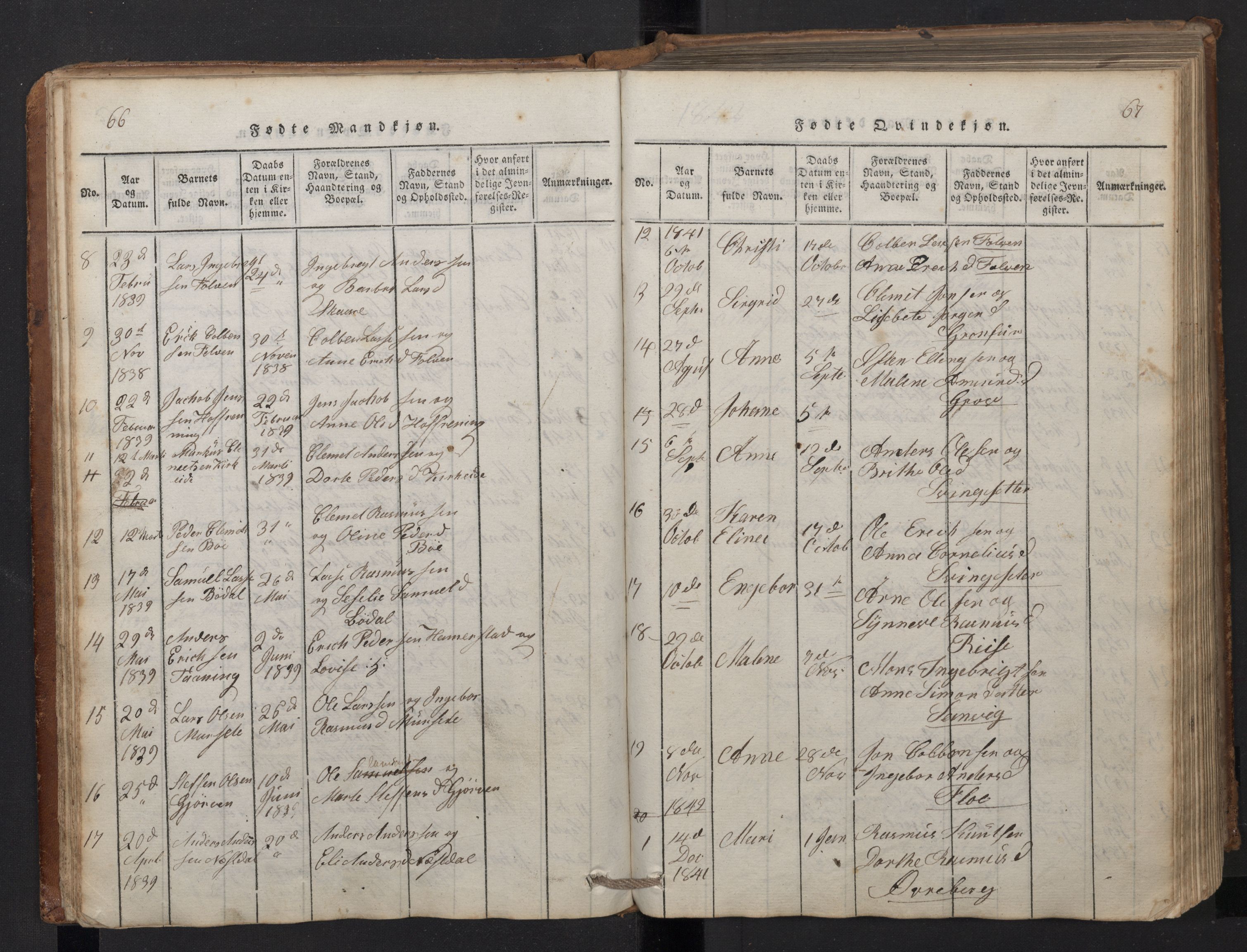 Stryn Sokneprestembete, SAB/A-82501: Parish register (copy) no. A 1, 1816-1844, p. 66-67
