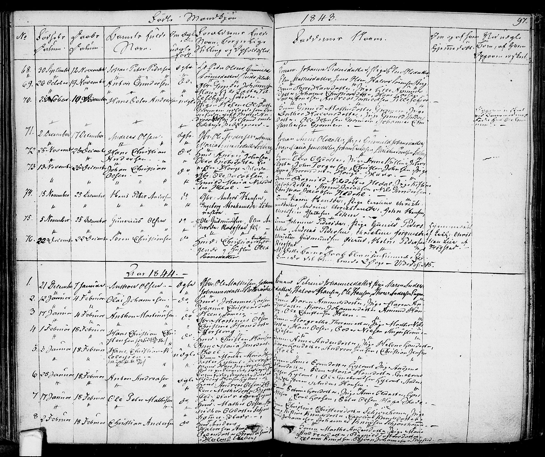 Eidsberg prestekontor Kirkebøker, AV/SAO-A-10905/F/Fa/L0008: Parish register (official) no. I 8, 1832-1848, p. 97