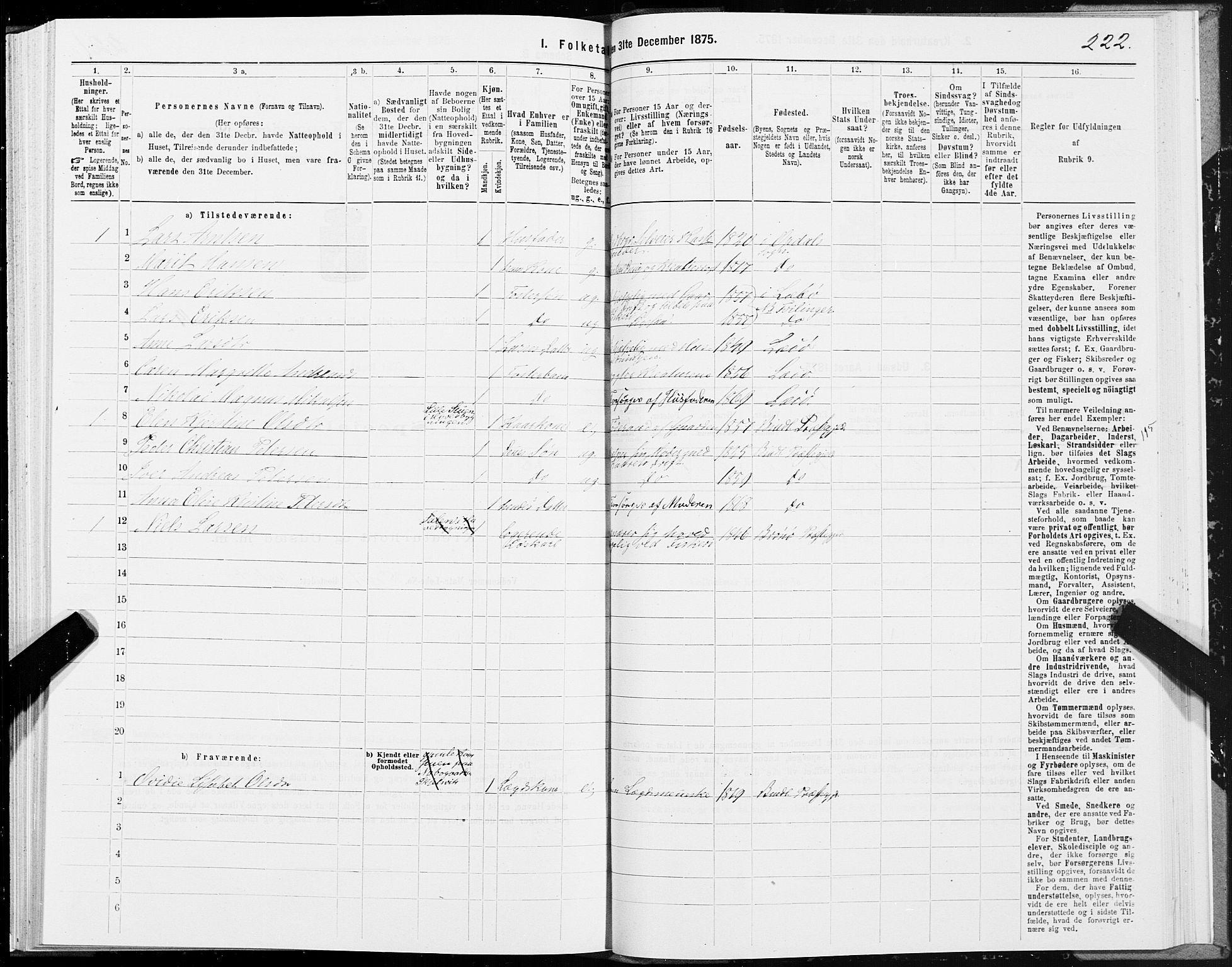 SAT, 1875 census for 1811P Bindal, 1875, p. 1222