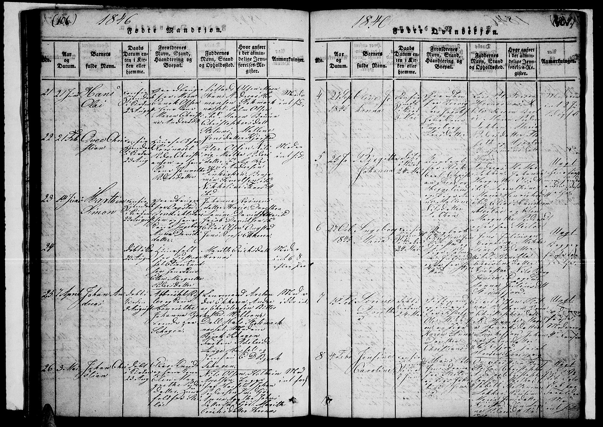 Ministerialprotokoller, klokkerbøker og fødselsregistre - Nordland, AV/SAT-A-1459/888/L1263: Parish register (copy) no. 888C02 /1, 1820-1850, p. 106-107