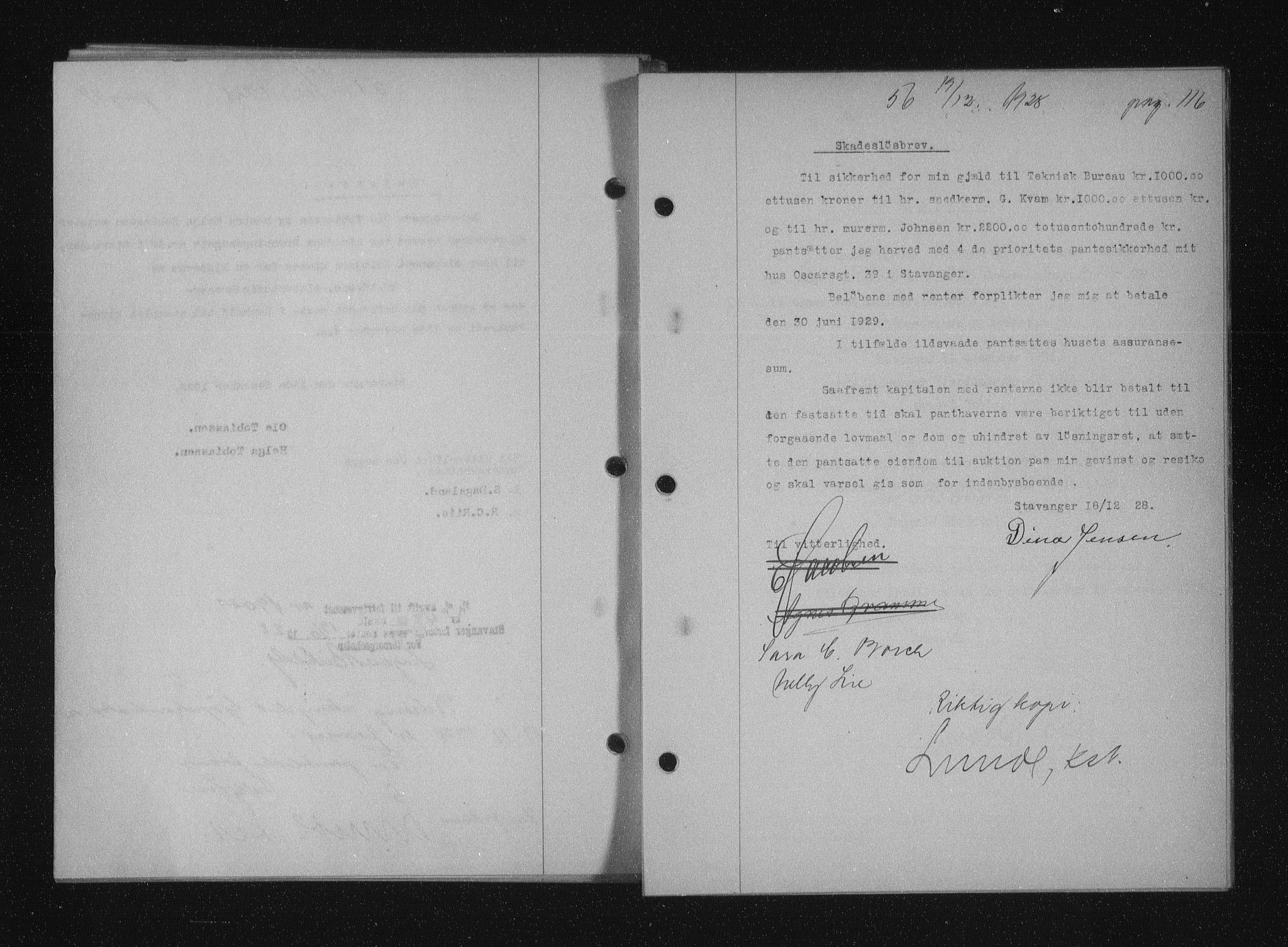 Stavanger byfogd, SAST/A-101408/001/4/41/410/410BB/L0055: Mortgage book no. 43, 1928-1929, Deed date: 19.12.1928