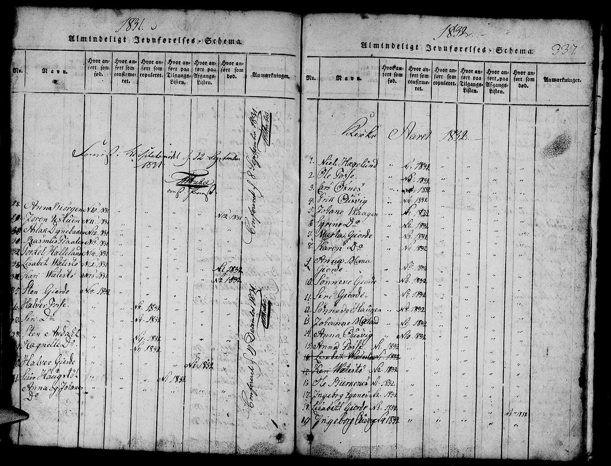 Etne sokneprestembete, SAB/A-75001/H/Hab: Parish register (copy) no. B 1, 1815-1850, p. 337