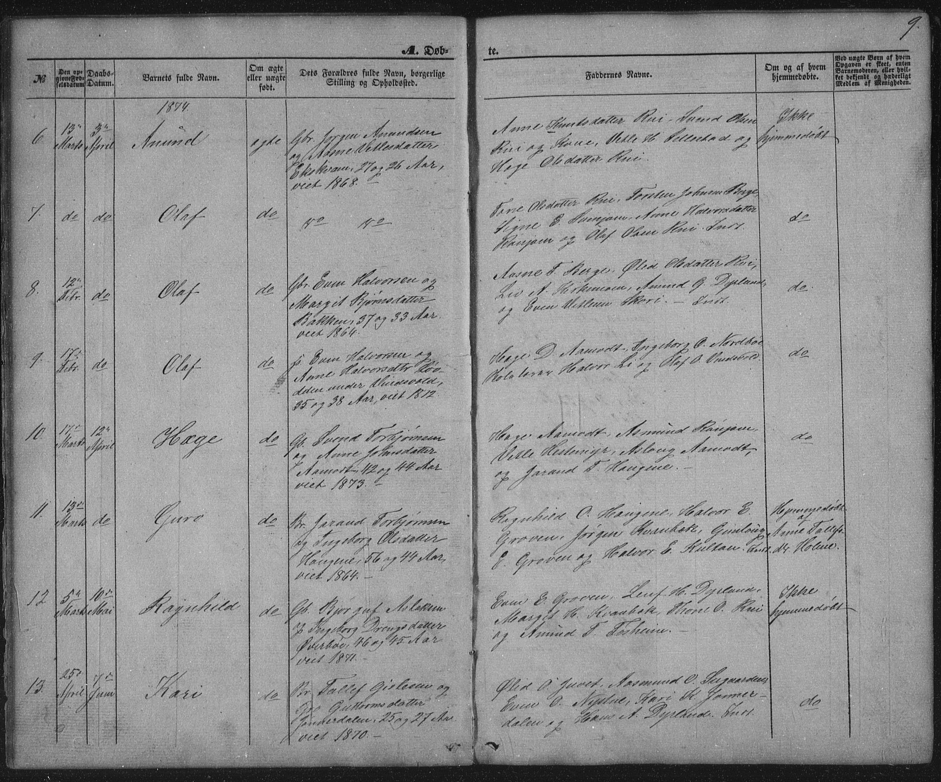 Seljord kirkebøker, AV/SAKO-A-20/G/Gc/L0002: Parish register (copy) no. III 2, 1872-1886, p. 9