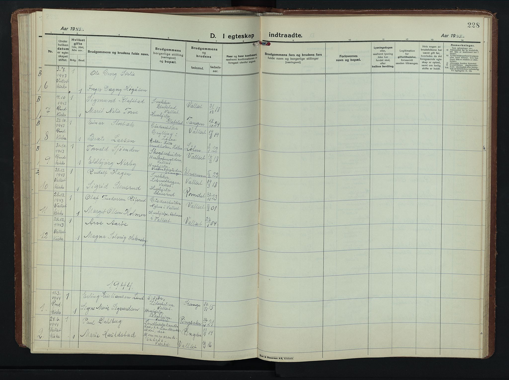 Romedal prestekontor, SAH/PREST-004/L/L0015: Parish register (copy) no. 15, 1923-1949, p. 228
