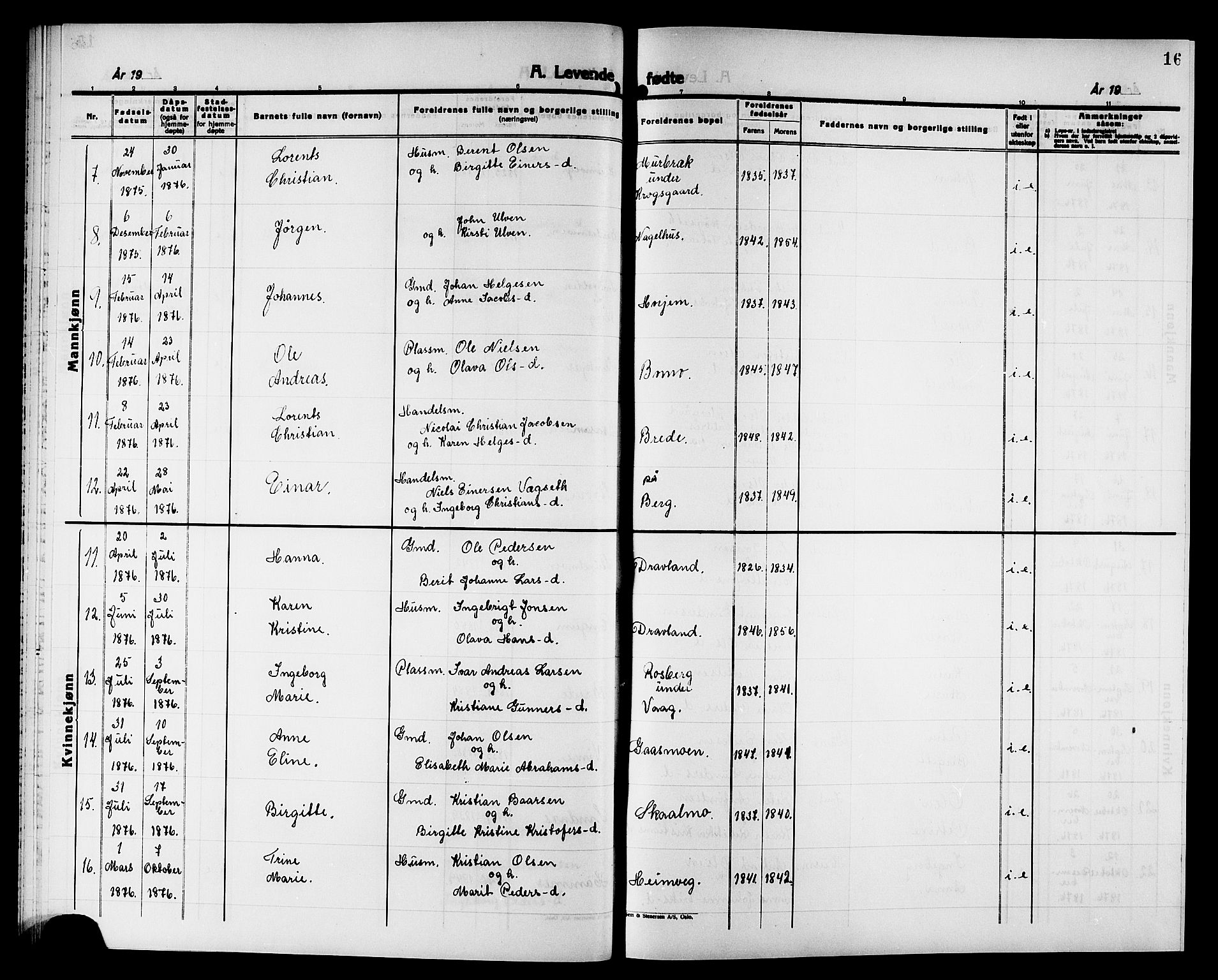 Ministerialprotokoller, klokkerbøker og fødselsregistre - Nord-Trøndelag, AV/SAT-A-1458/749/L0486: Parish register (official) no. 749D02, 1873-1887, p. 16