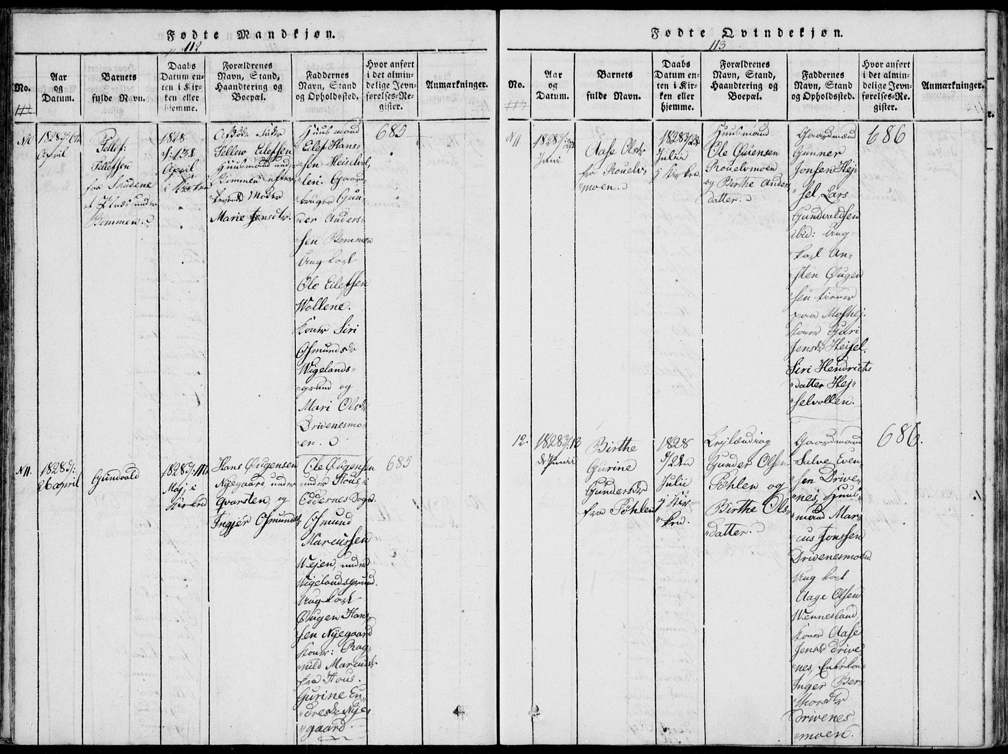 Vennesla sokneprestkontor, AV/SAK-1111-0045/Fa/Fab/L0003: Parish register (official) no. A 3, 1820-1834, p. 112-113