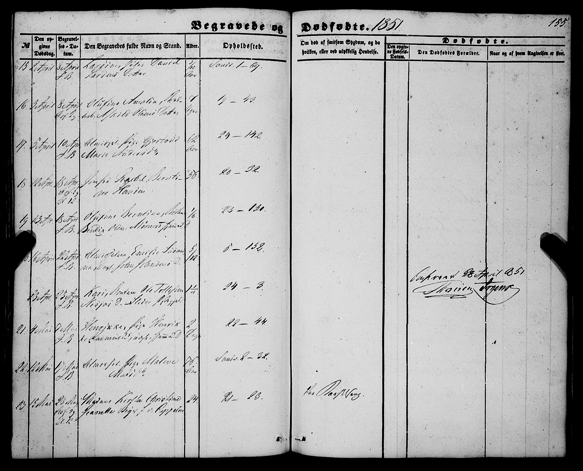 Korskirken sokneprestembete, SAB/A-76101/H/Haa: Parish register (official) no. E 2, 1848-1862, p. 155