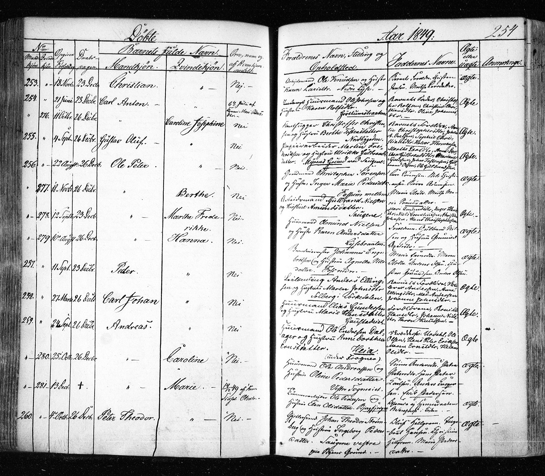 Aker prestekontor kirkebøker, SAO/A-10861/F/L0019: Parish register (official) no. 19, 1842-1852, p. 254