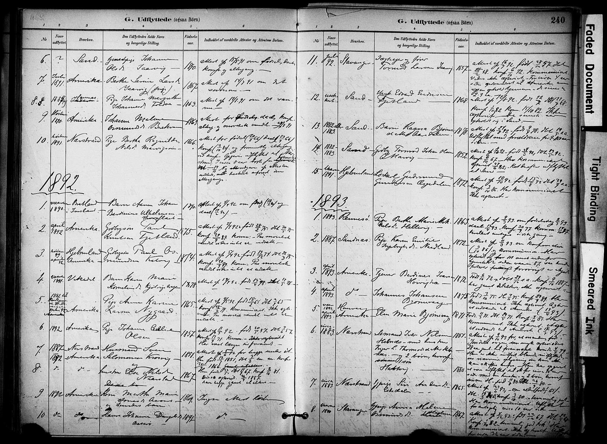 Jelsa sokneprestkontor, SAST/A-101842/01/IV: Parish register (official) no. A 10, 1884-1906, p. 240