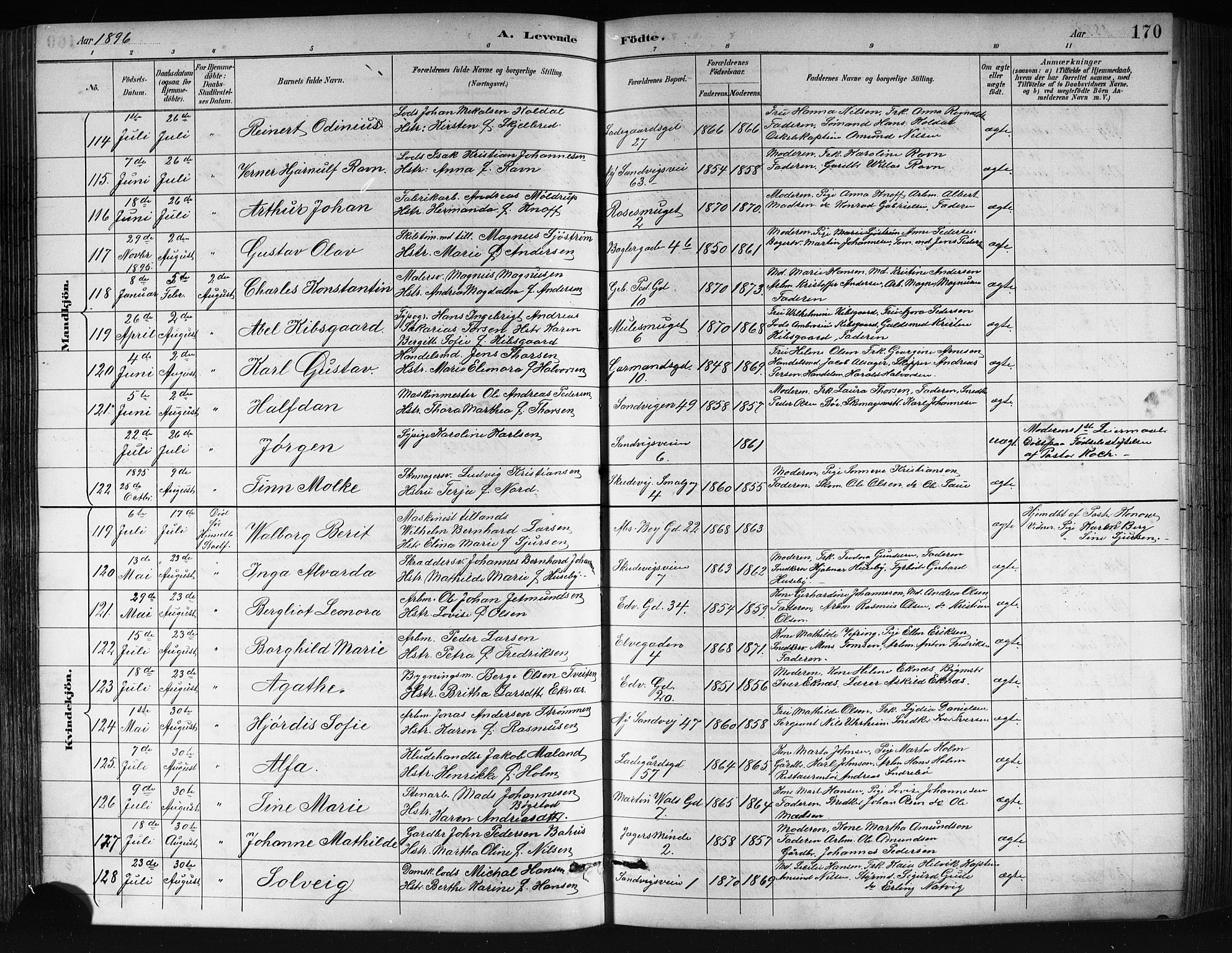 Sandviken Sokneprestembete, SAB/A-77601/H/Hb/L0002: Parish register (copy) no. A 3, 1888-1902, p. 170