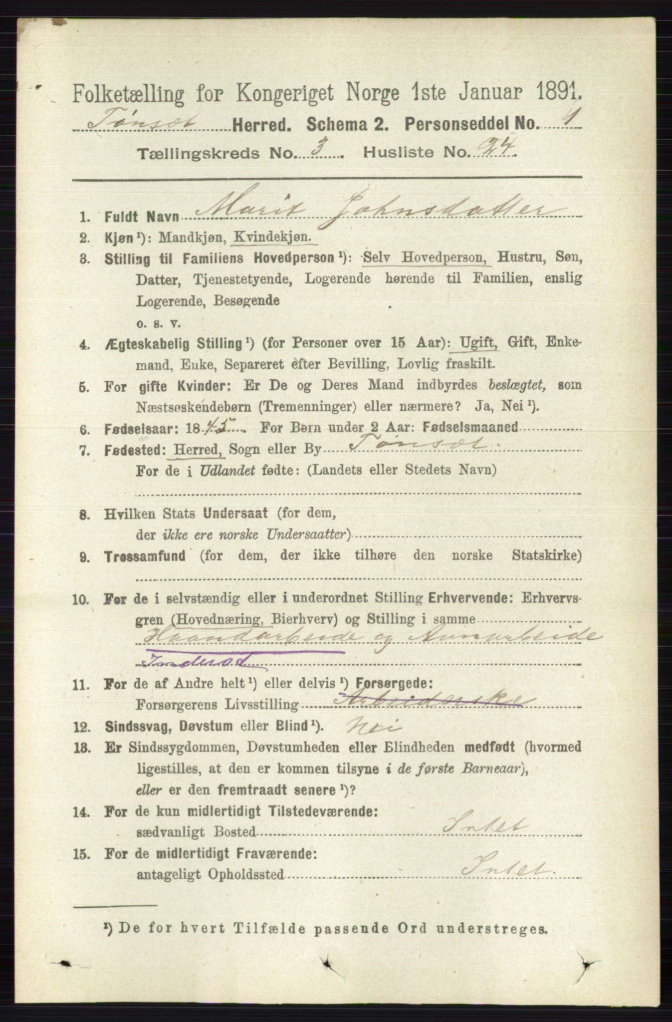 RA, 1891 census for 0437 Tynset, 1891, p. 682