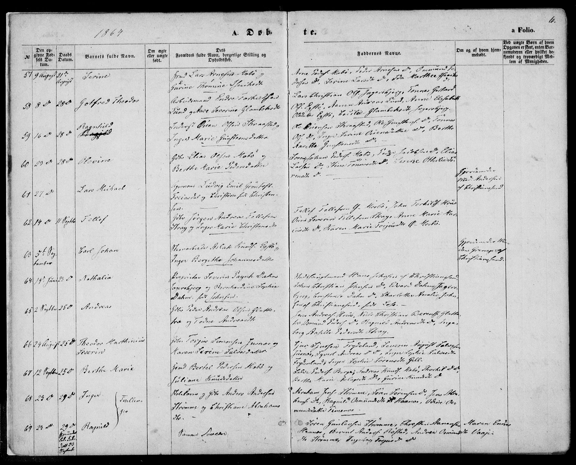 Oddernes sokneprestkontor, SAK/1111-0033/F/Fa/Faa/L0008: Parish register (official) no. A 8, 1864-1880, p. 6