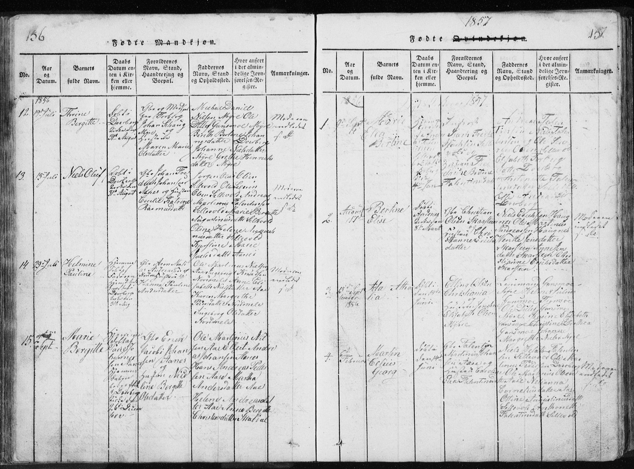 Ministerialprotokoller, klokkerbøker og fødselsregistre - Nordland, AV/SAT-A-1459/897/L1411: Parish register (copy) no. 897C01, 1820-1866, p. 156-157