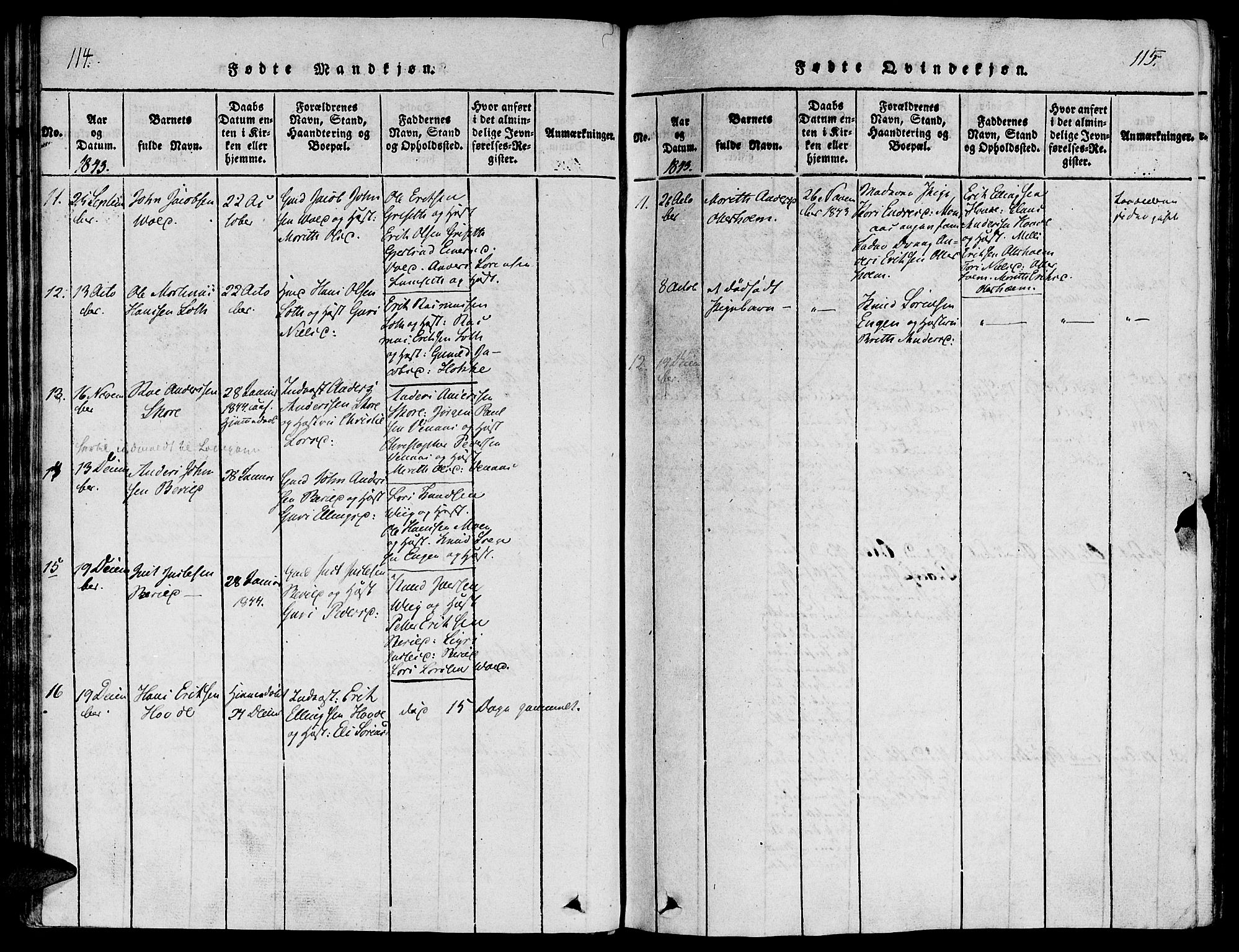 Ministerialprotokoller, klokkerbøker og fødselsregistre - Møre og Romsdal, SAT/A-1454/543/L0561: Parish register (official) no. 543A01, 1818-1853, p. 114-115