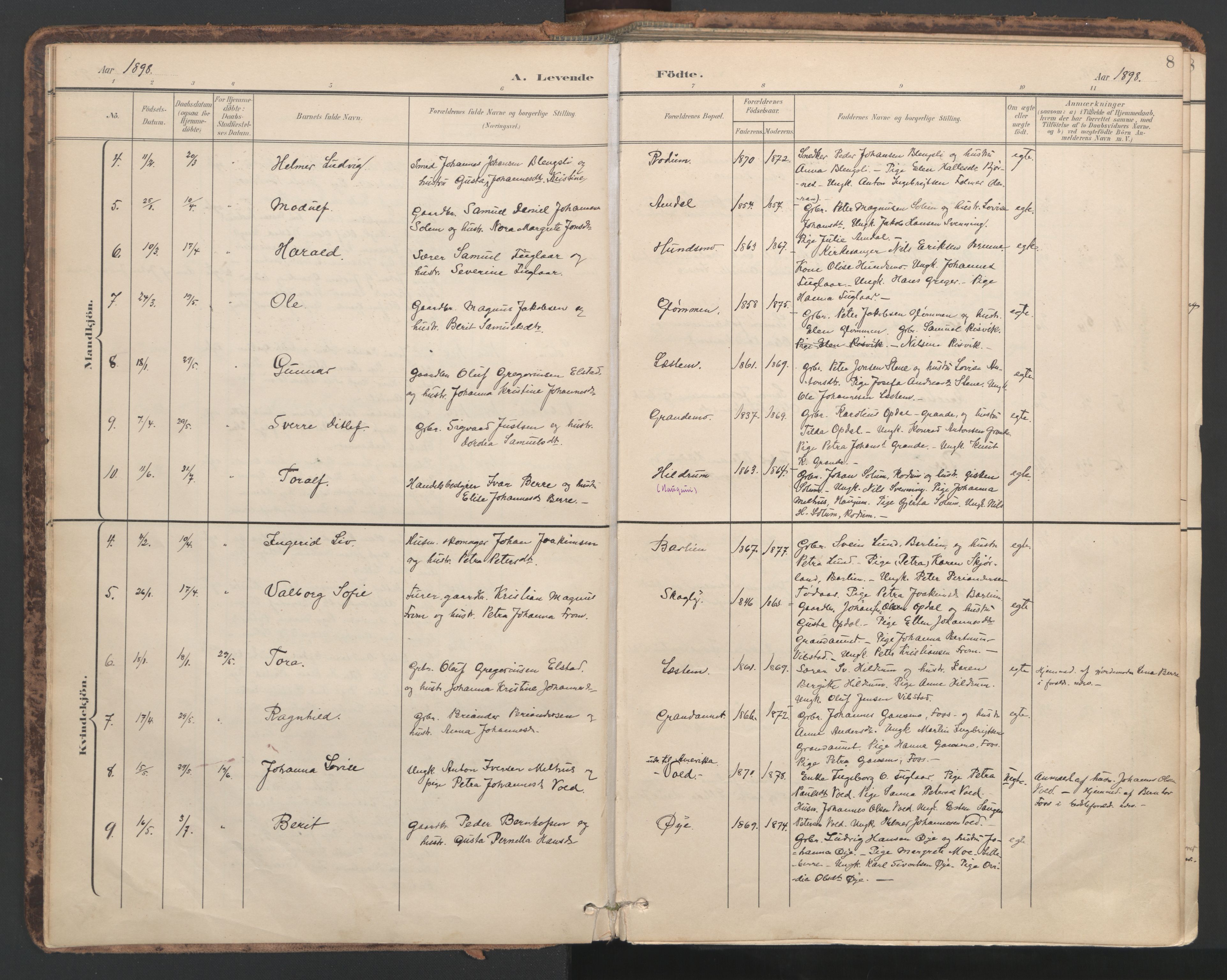 Ministerialprotokoller, klokkerbøker og fødselsregistre - Nord-Trøndelag, AV/SAT-A-1458/764/L0556: Parish register (official) no. 764A11, 1897-1924, p. 8