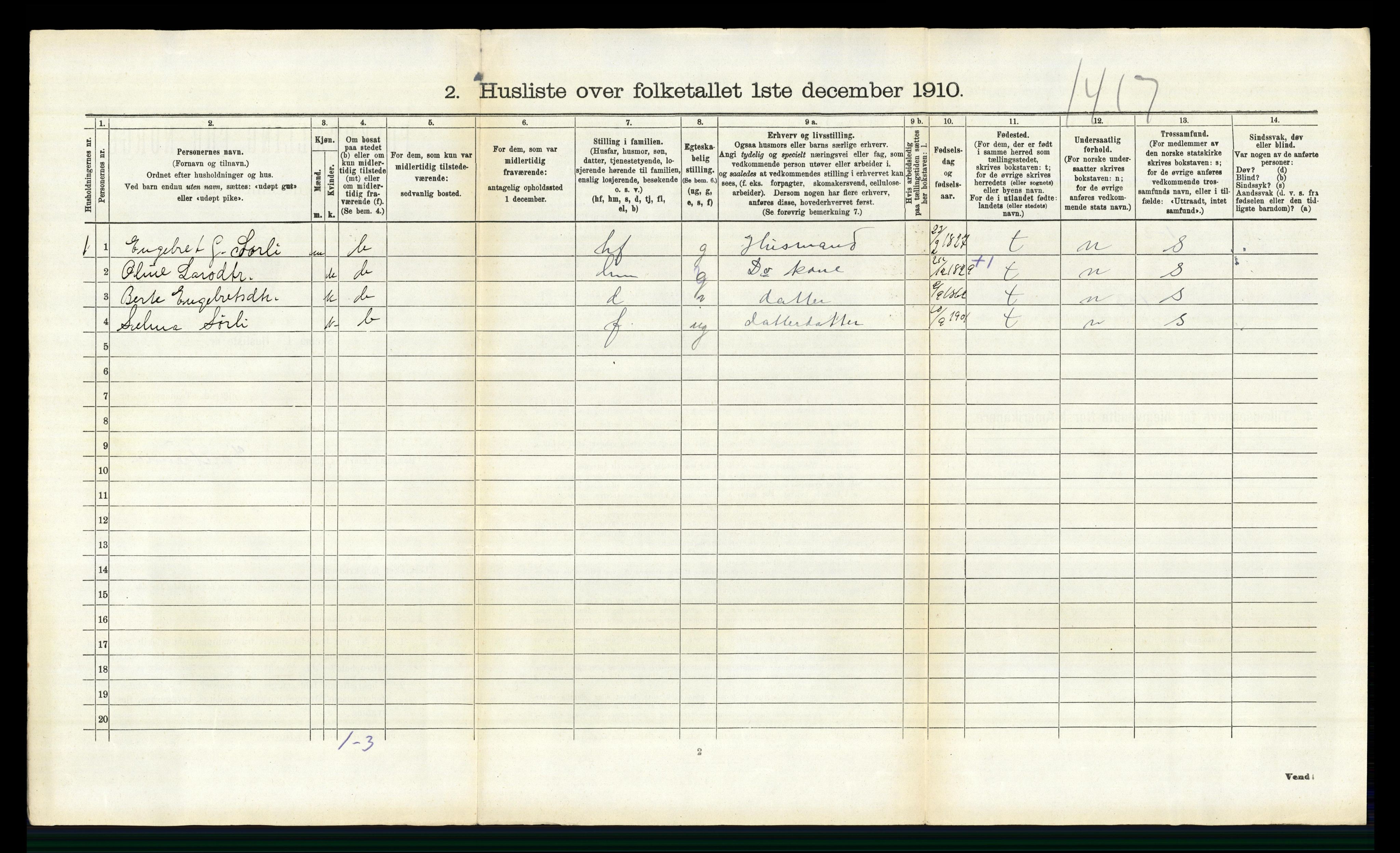 RA, 1910 census for Elverum, 1910, p. 3322