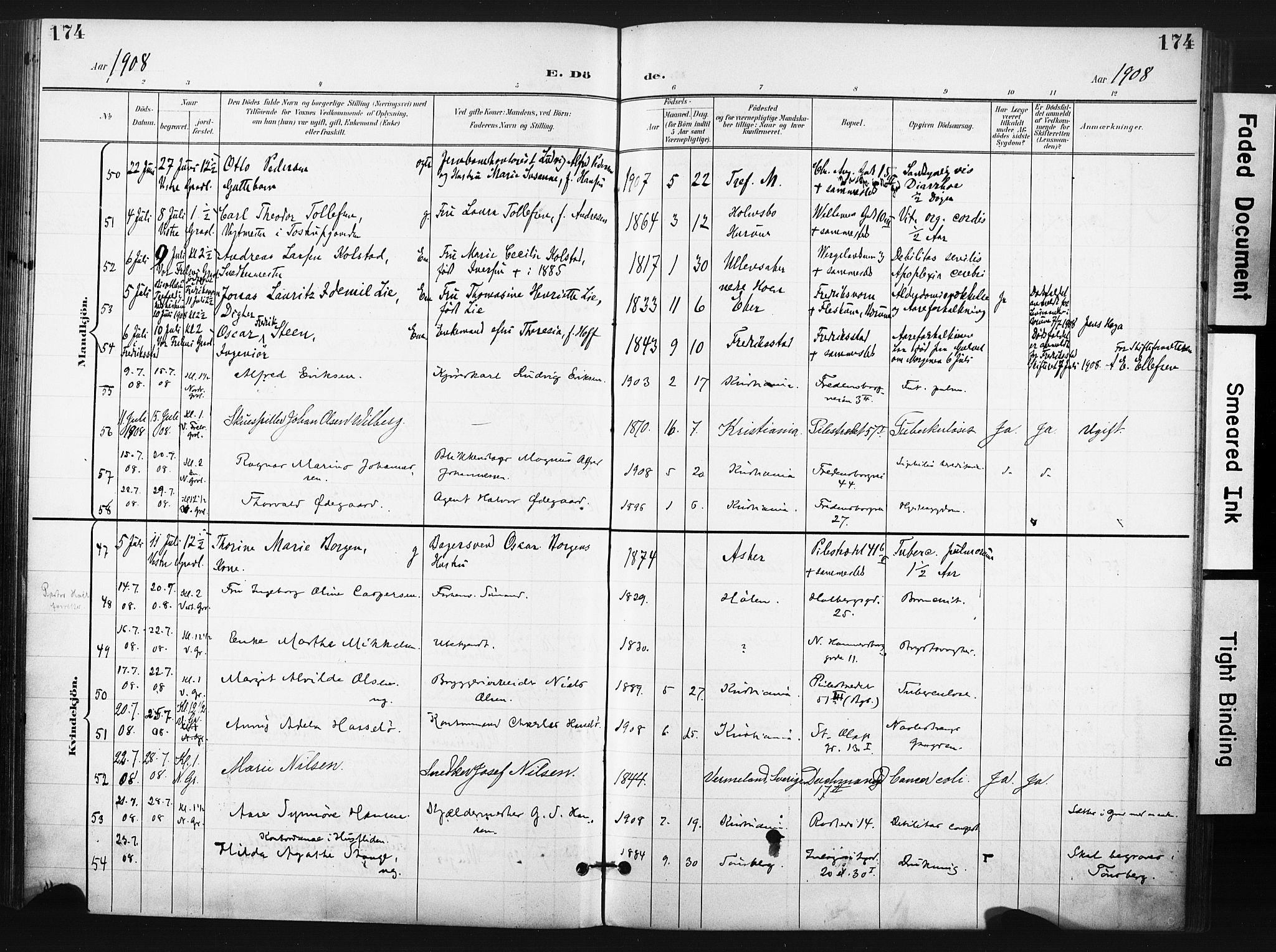Trefoldighet prestekontor Kirkebøker, SAO/A-10882/F/Fd/L0004: Parish register (official) no. IV 4, 1897-1912, p. 174