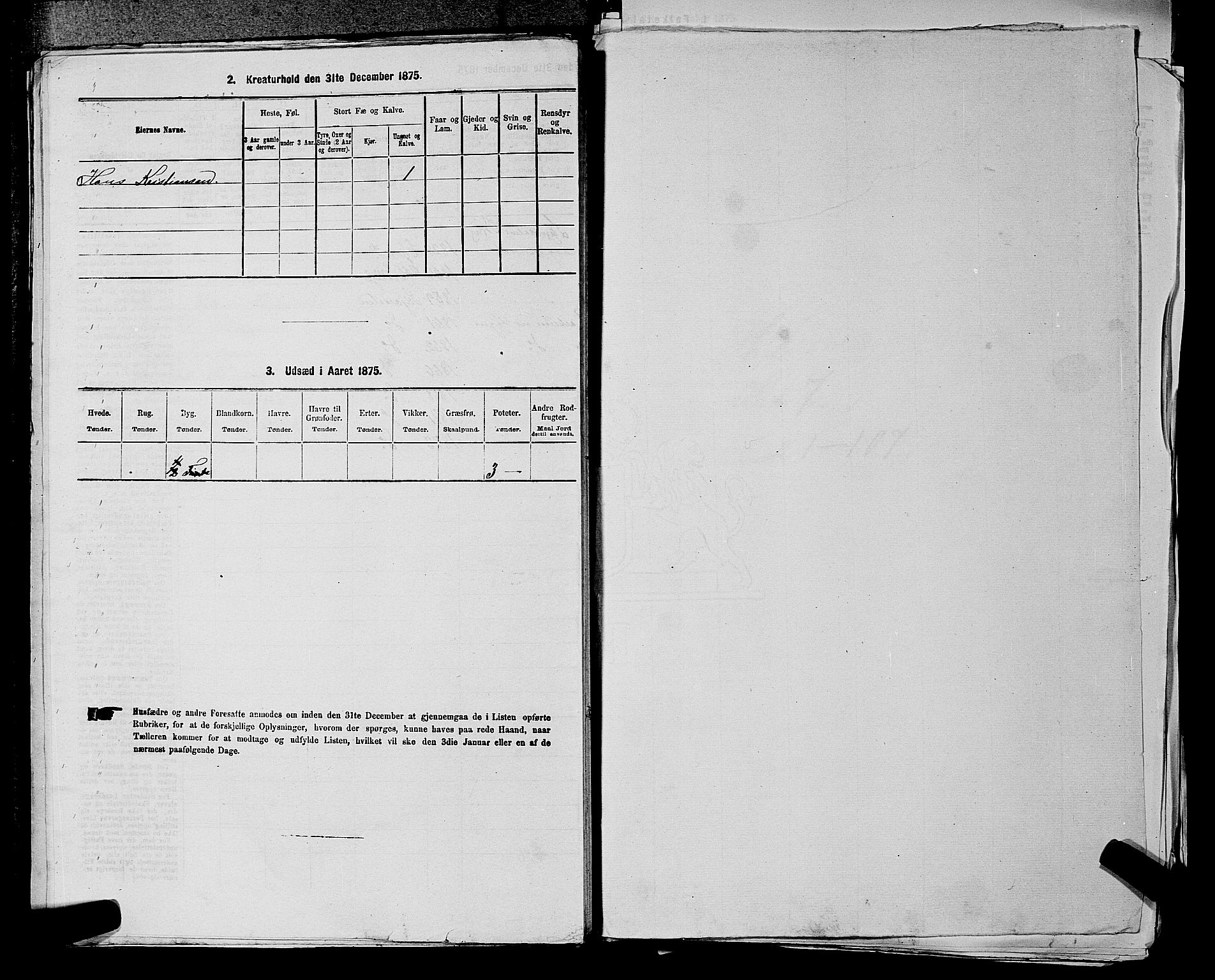 SAKO, 1875 census for 0612P Hole, 1875, p. 1152