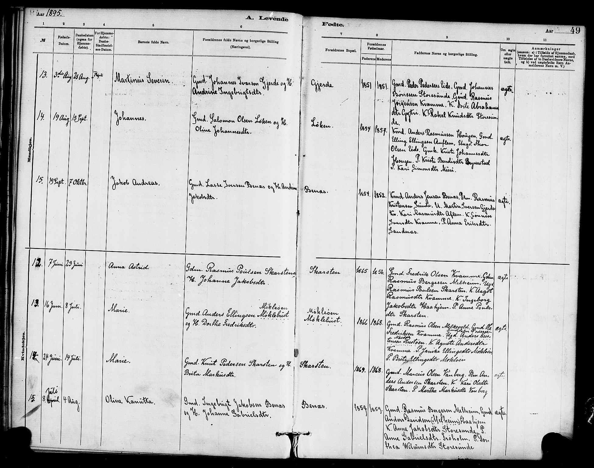 Innvik sokneprestembete, AV/SAB-A-80501: Parish register (official) no. C 1, 1879-1900, p. 49