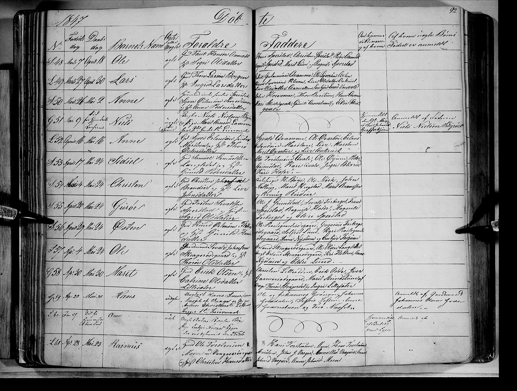 Lom prestekontor, AV/SAH-PREST-070/K/L0006: Parish register (official) no. 6A, 1837-1863, p. 92