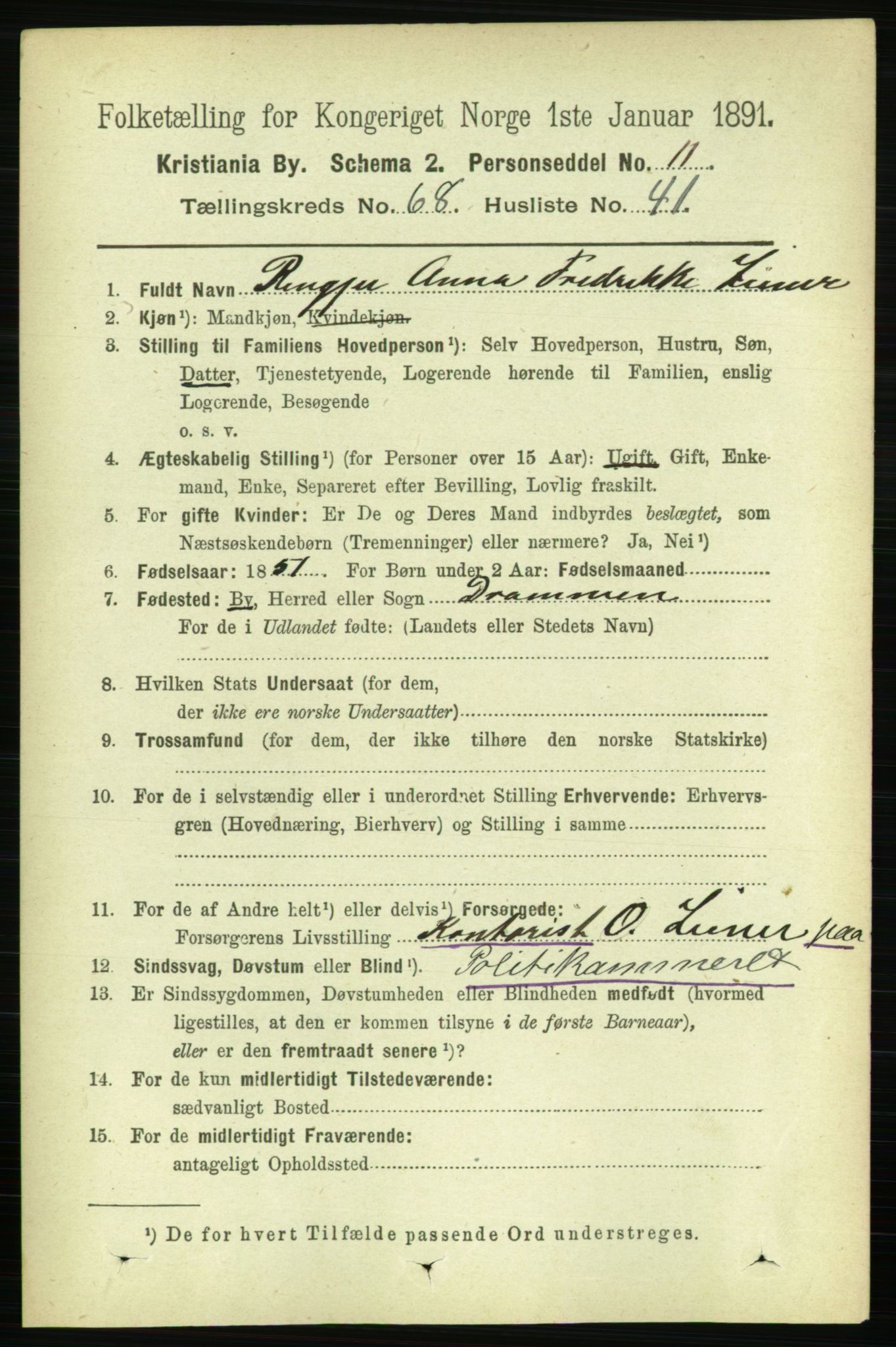 RA, 1891 census for 0301 Kristiania, 1891, p. 37969