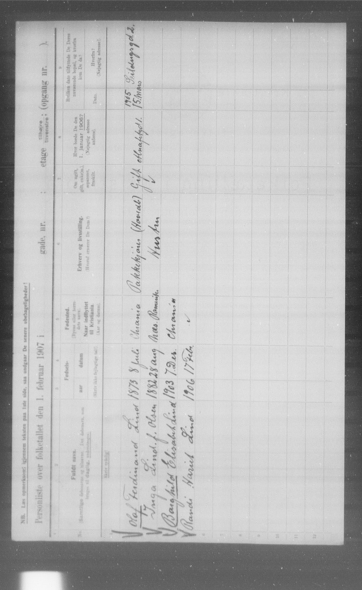 OBA, Municipal Census 1907 for Kristiania, 1907, p. 616