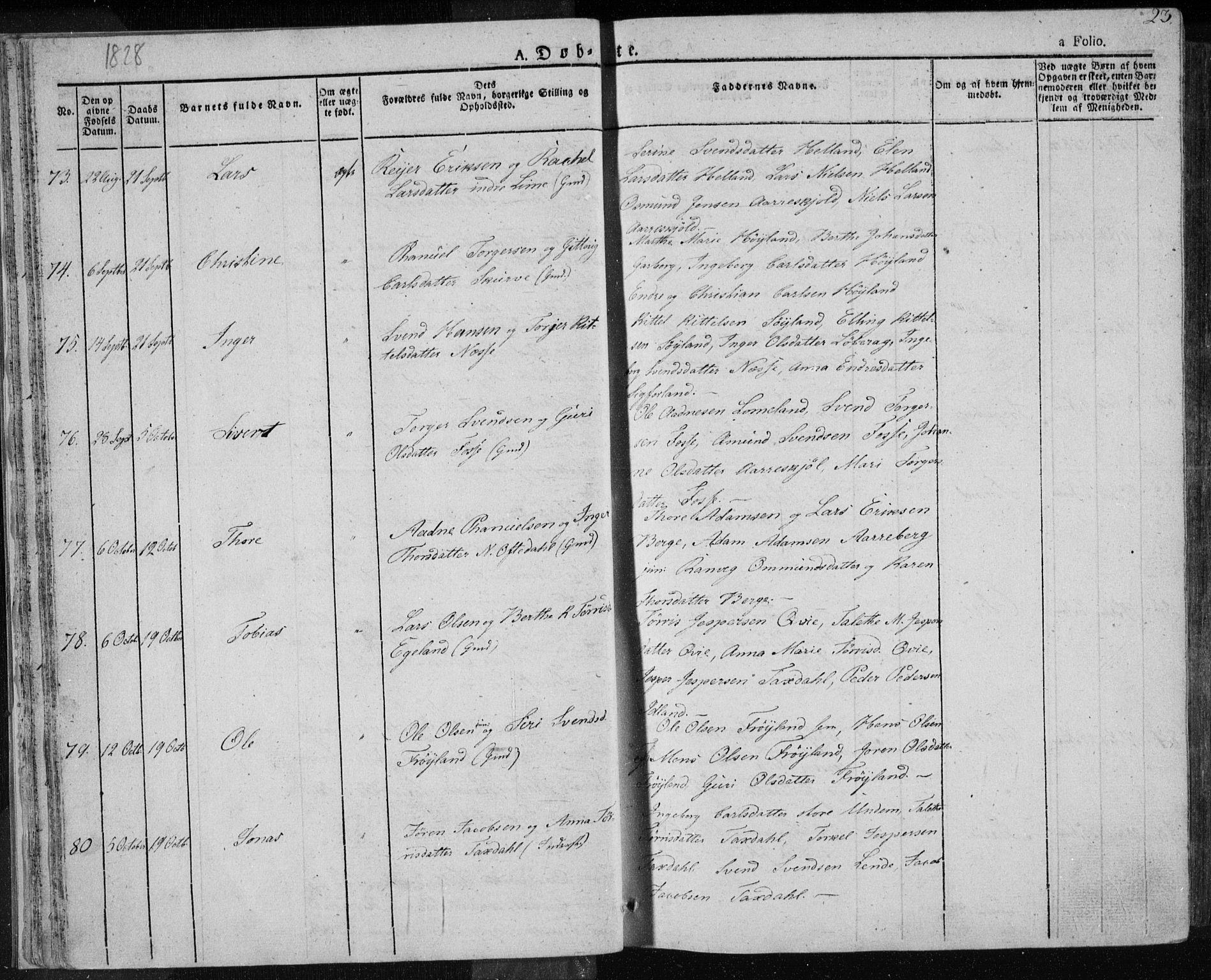 Lye sokneprestkontor, AV/SAST-A-101794/001/30BA/L0004: Parish register (official) no. A 4, 1826-1841, p. 23