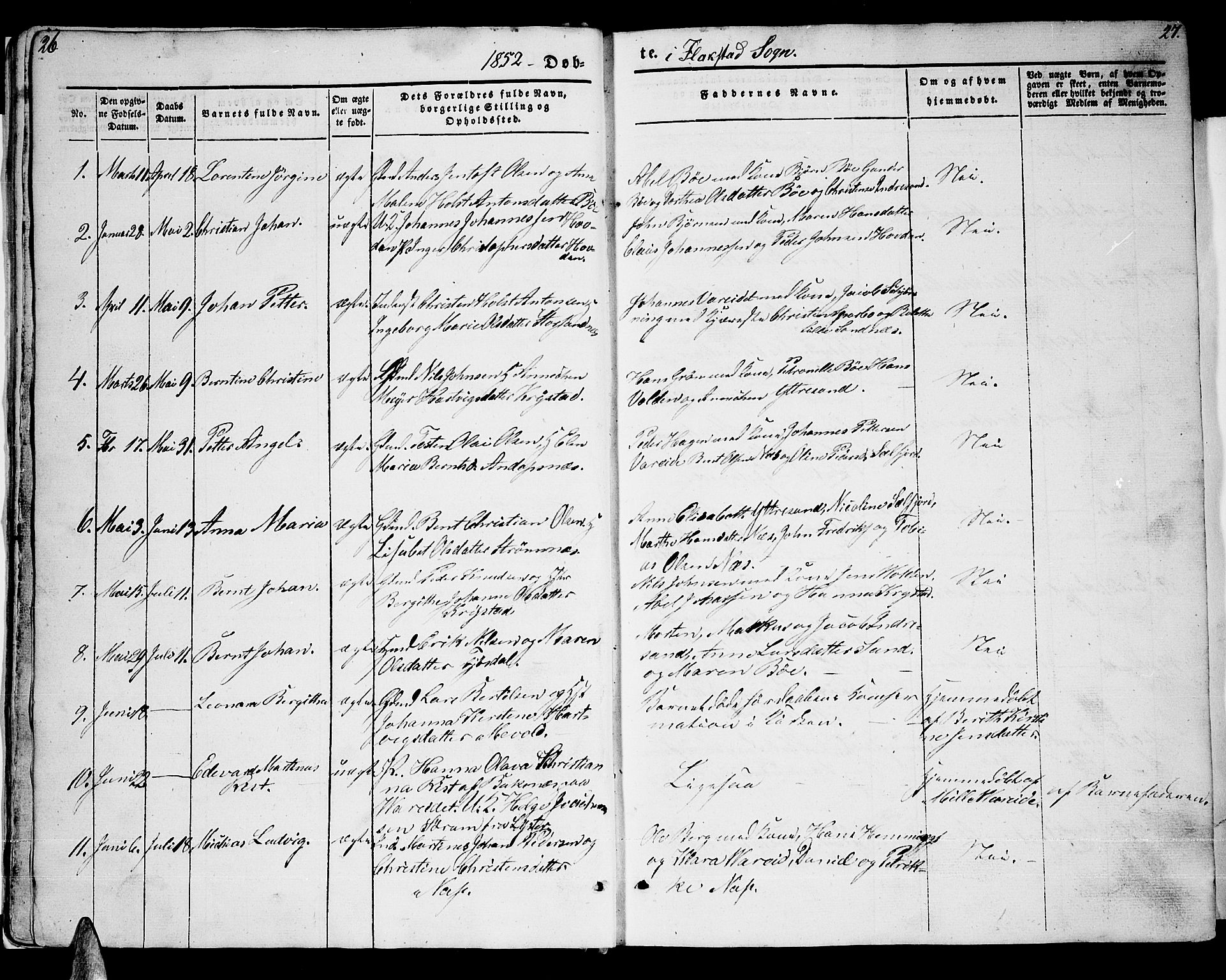 Ministerialprotokoller, klokkerbøker og fødselsregistre - Nordland, AV/SAT-A-1459/885/L1212: Parish register (copy) no. 885C01, 1847-1873, p. 26-27