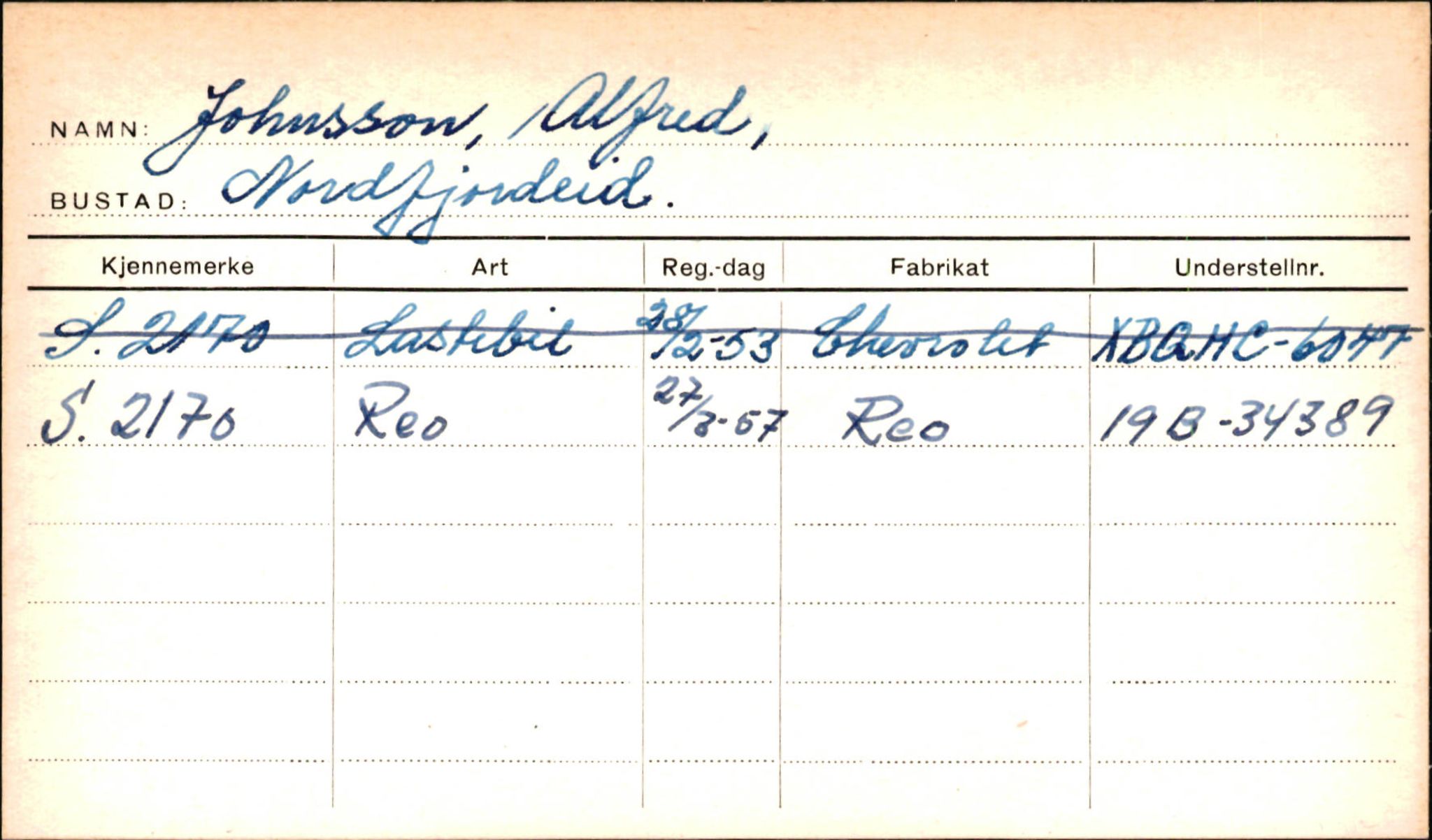 Statens vegvesen, Sogn og Fjordane vegkontor, AV/SAB-A-5301/4/F/L0001B: Eigarregister Fjordane til 1.6.1961, 1930-1961, p. 7