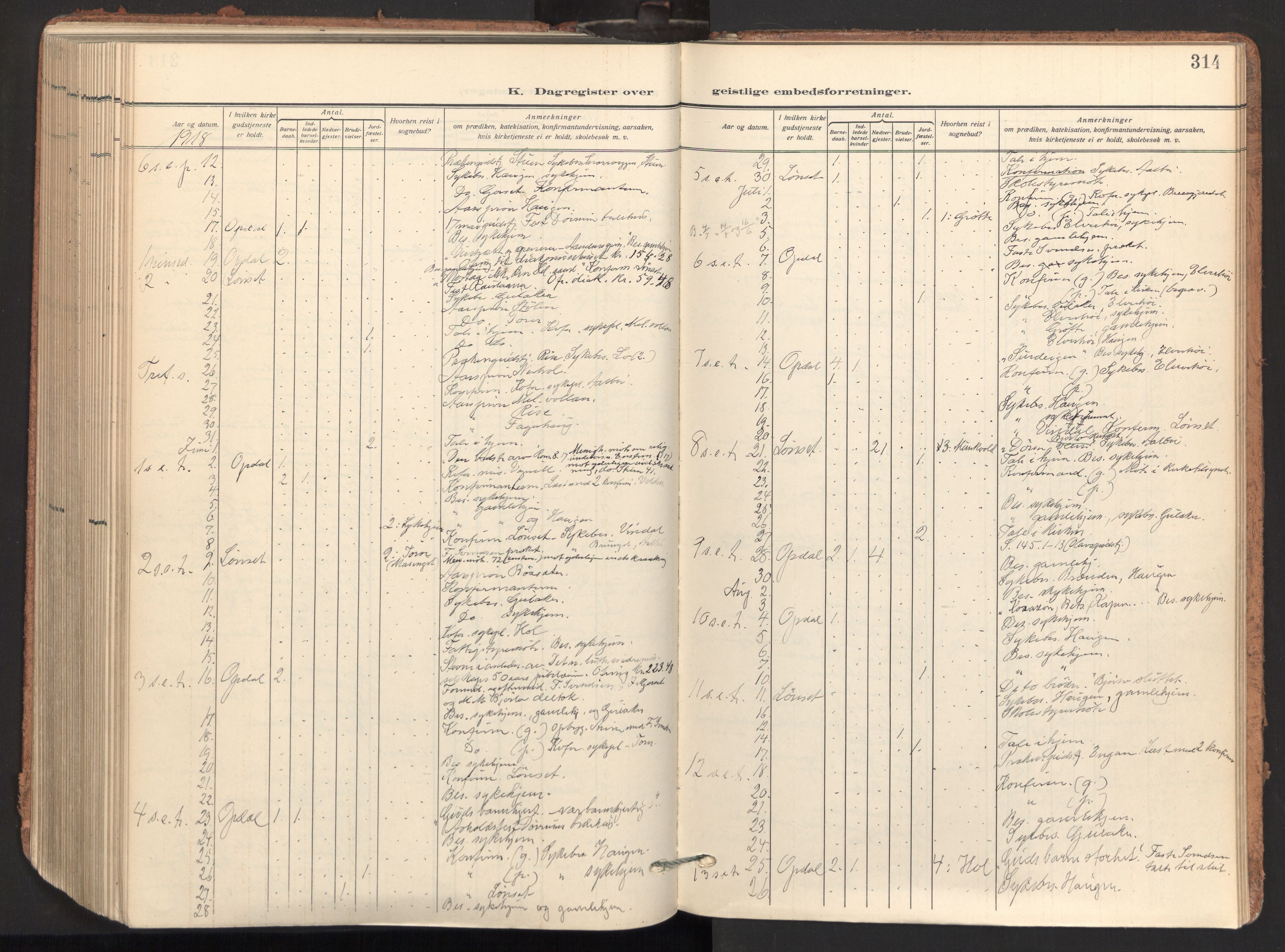 Ministerialprotokoller, klokkerbøker og fødselsregistre - Sør-Trøndelag, AV/SAT-A-1456/678/L0909: Parish register (official) no. 678A17, 1912-1930, p. 314