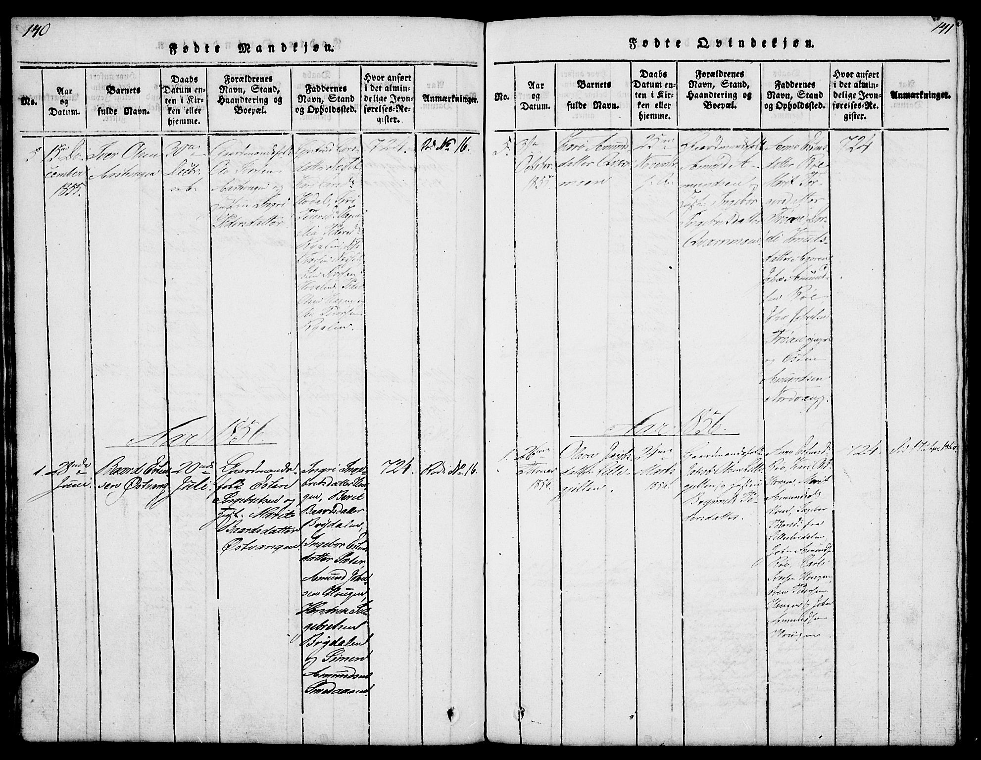 Tolga prestekontor, AV/SAH-PREST-062/L/L0003: Parish register (copy) no. 3, 1815-1862, p. 140-141