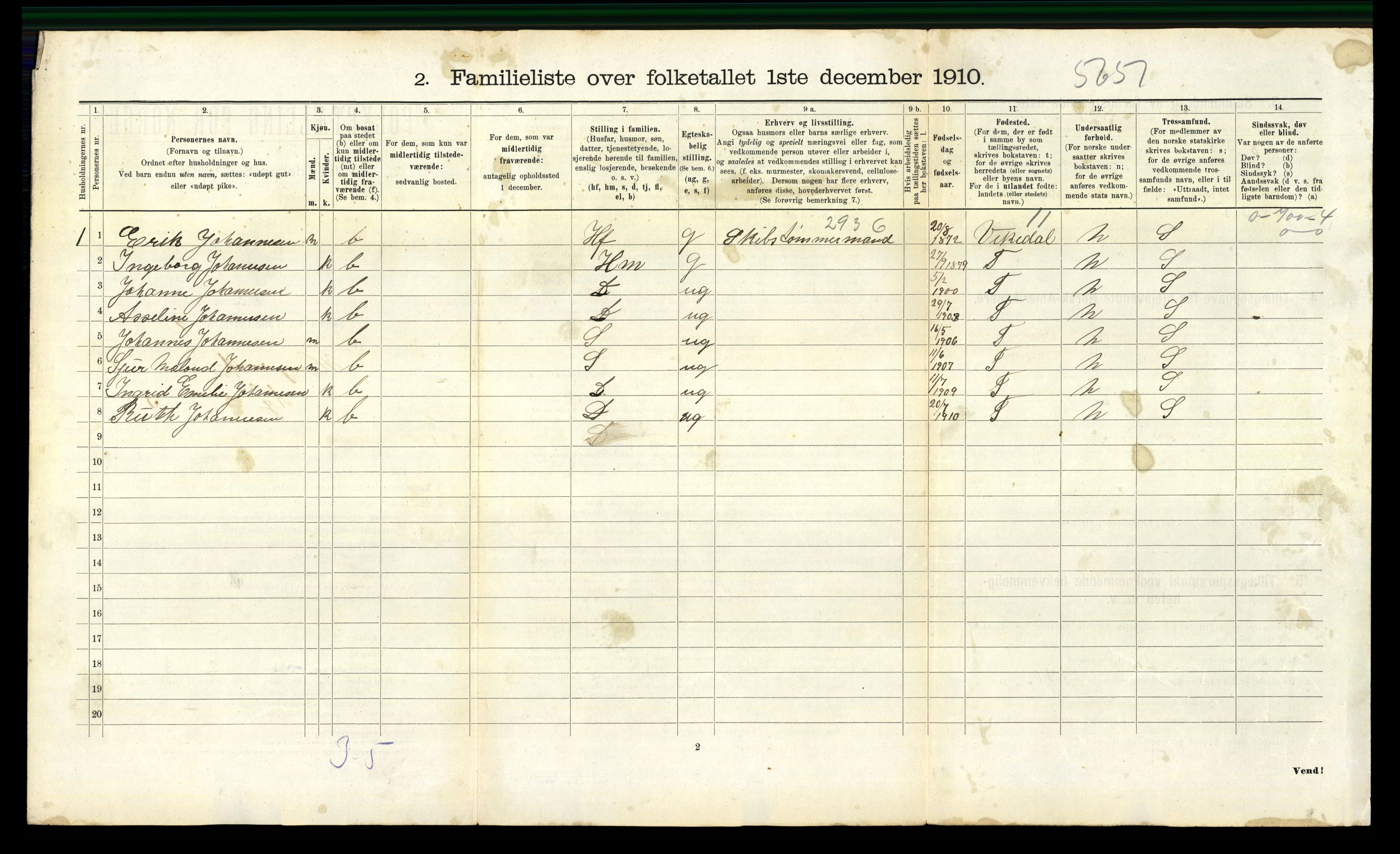 RA, 1910 census for Haugesund, 1910, p. 1435