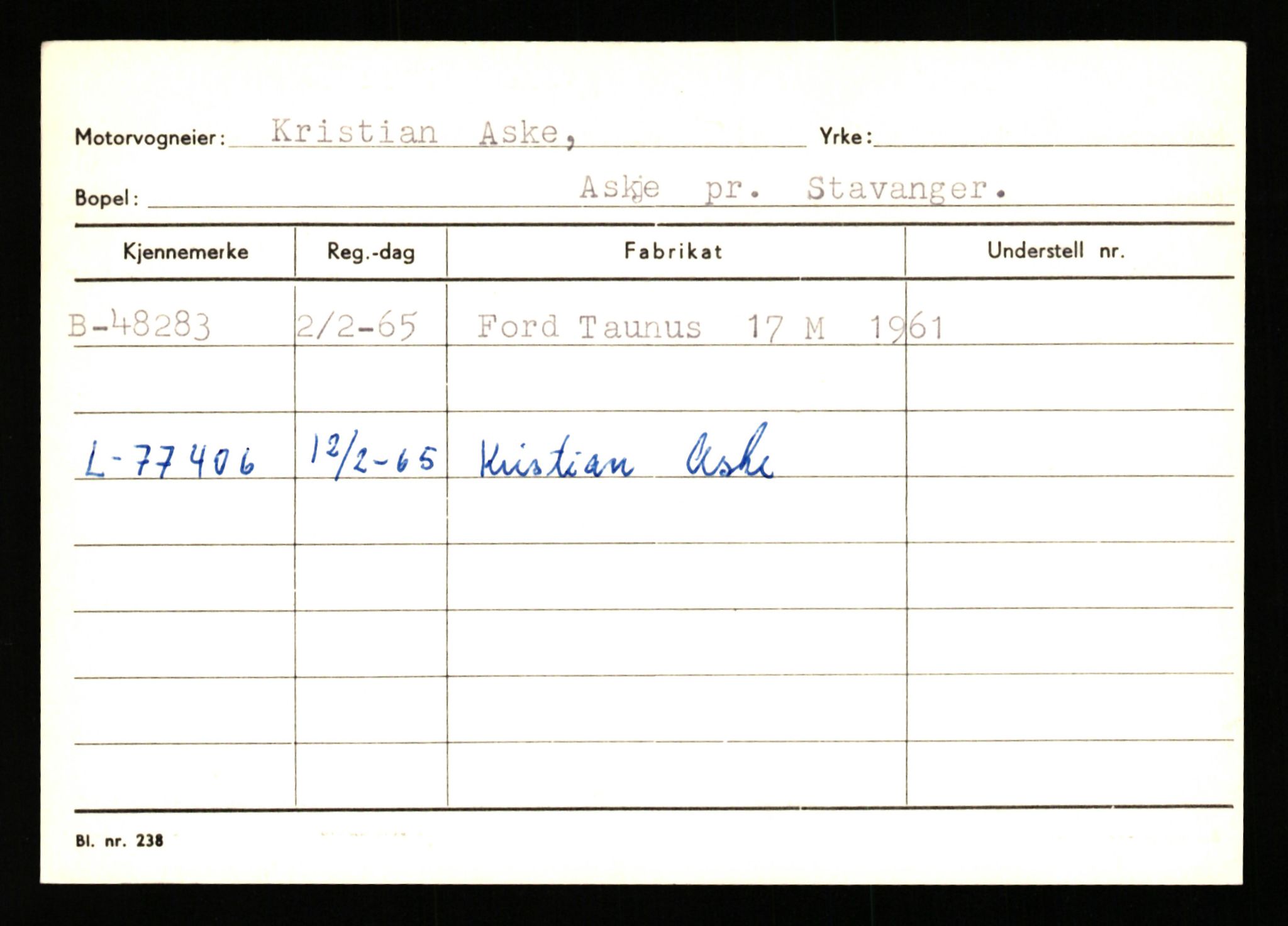 Stavanger trafikkstasjon, AV/SAST-A-101942/0/G/L0006: Registreringsnummer: 34250 - 49007, 1930-1971, p. 3322