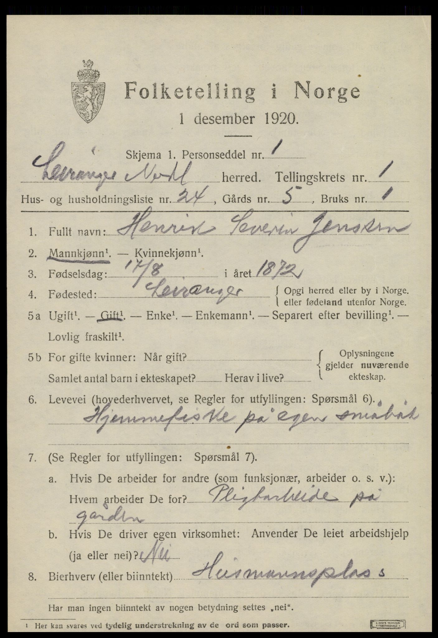 SAT, 1920 census for Leiranger, 1920, p. 771