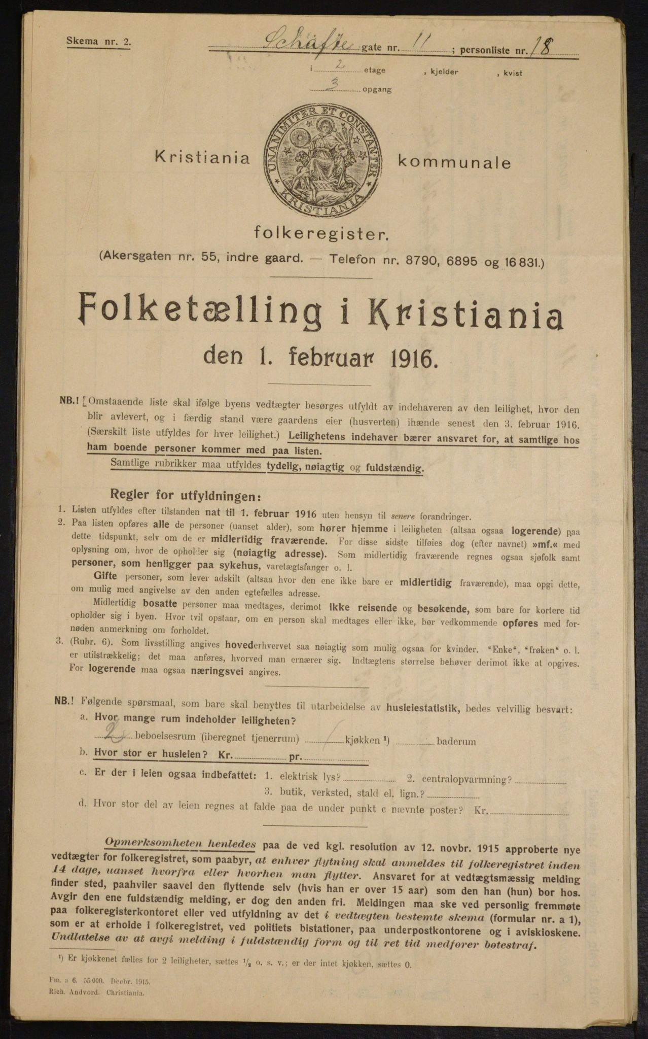 OBA, Municipal Census 1916 for Kristiania, 1916, p. 91574