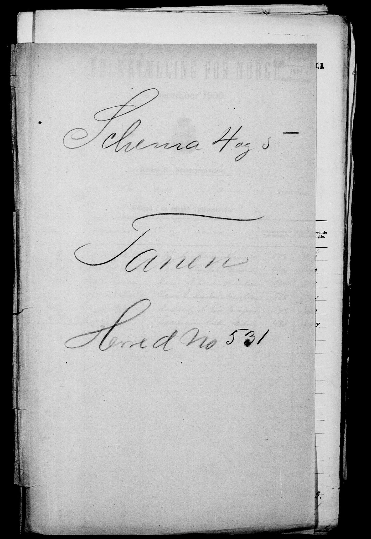 SATØ, 1900 census for Tana, 1900, p. 1