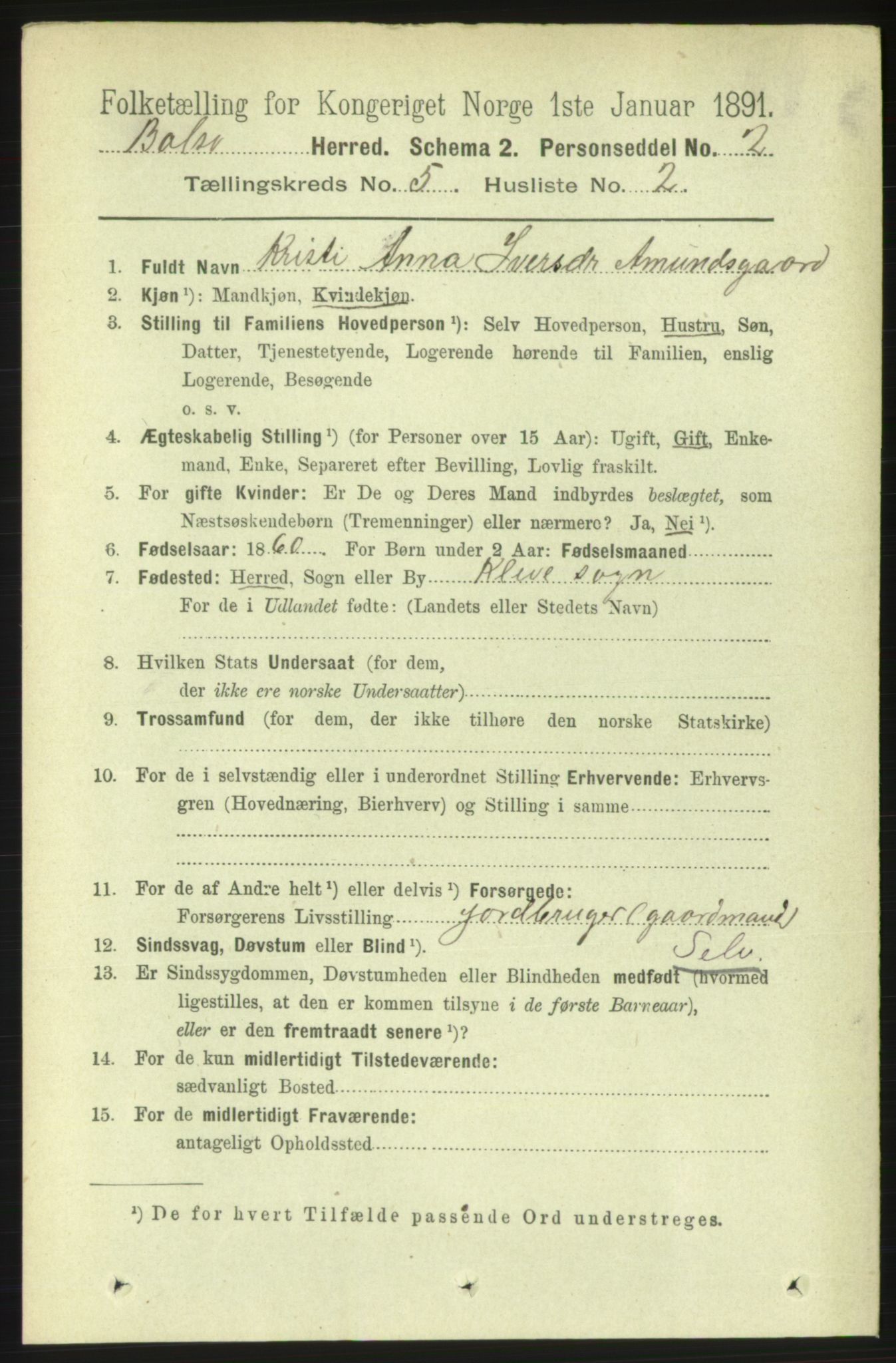 RA, 1891 census for 1544 Bolsøy, 1891, p. 3140