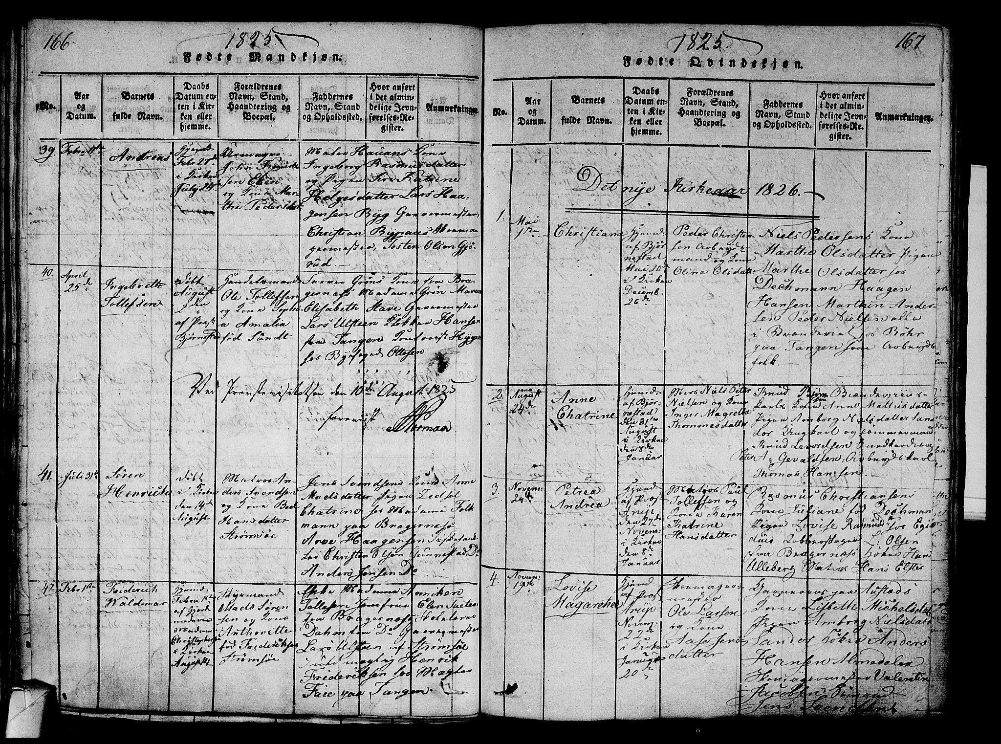 Strømsø kirkebøker, AV/SAKO-A-246/G/Ga/L0001: Parish register (copy) no. 1, 1815-1829, p. 166-167