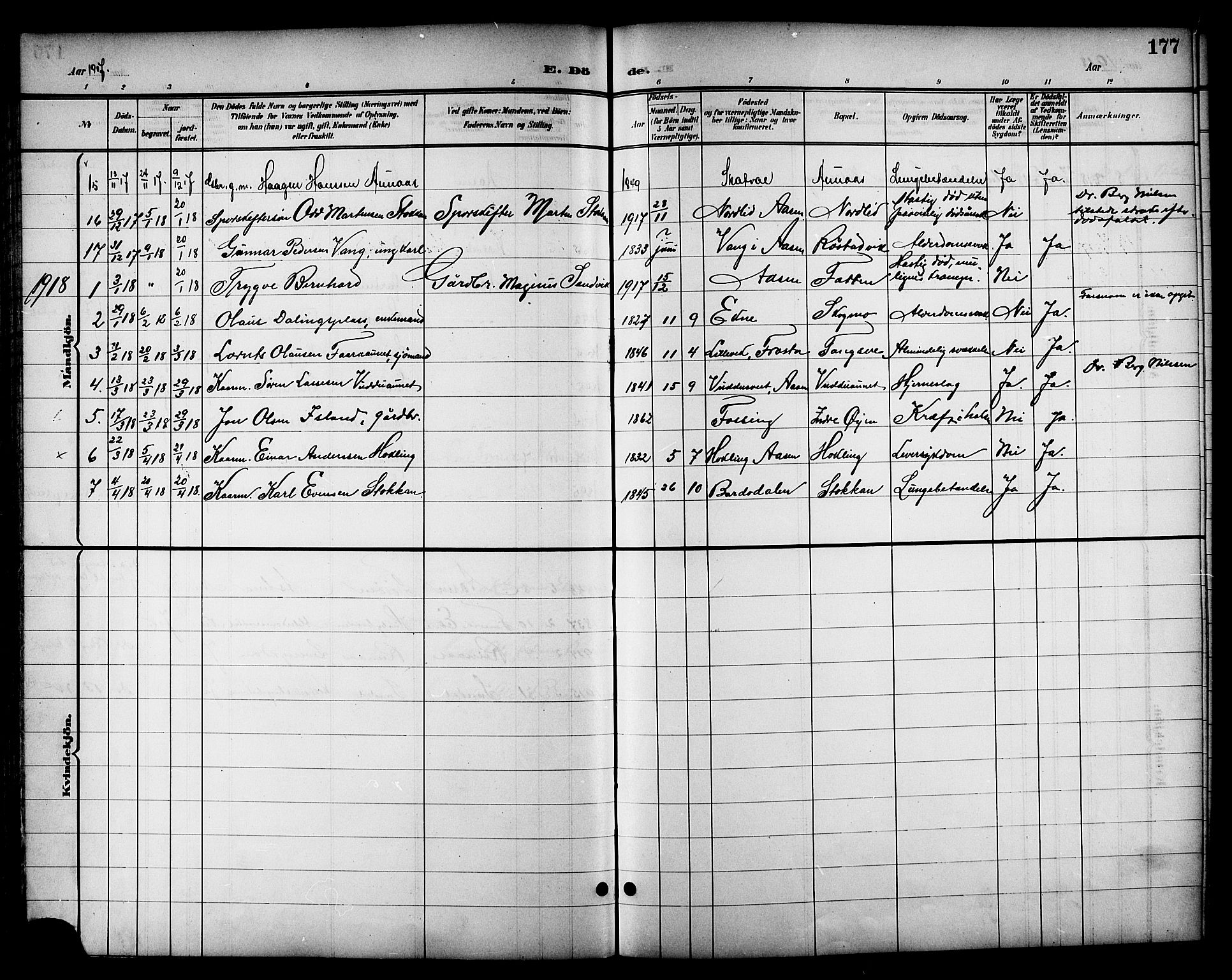 Ministerialprotokoller, klokkerbøker og fødselsregistre - Nord-Trøndelag, SAT/A-1458/714/L0135: Parish register (copy) no. 714C04, 1899-1918, p. 177