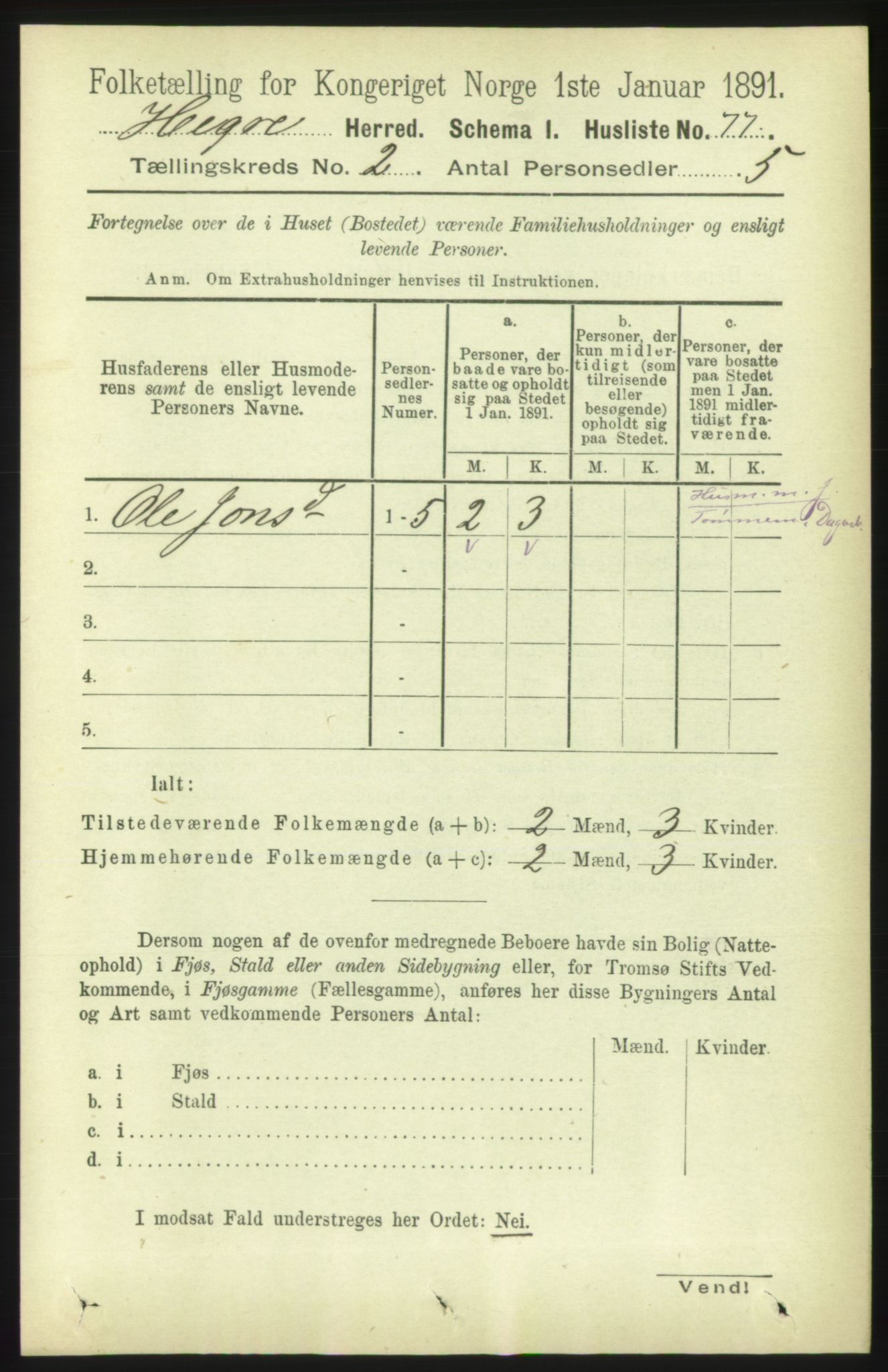 RA, 1891 census for 1712 Hegra, 1891, p. 500