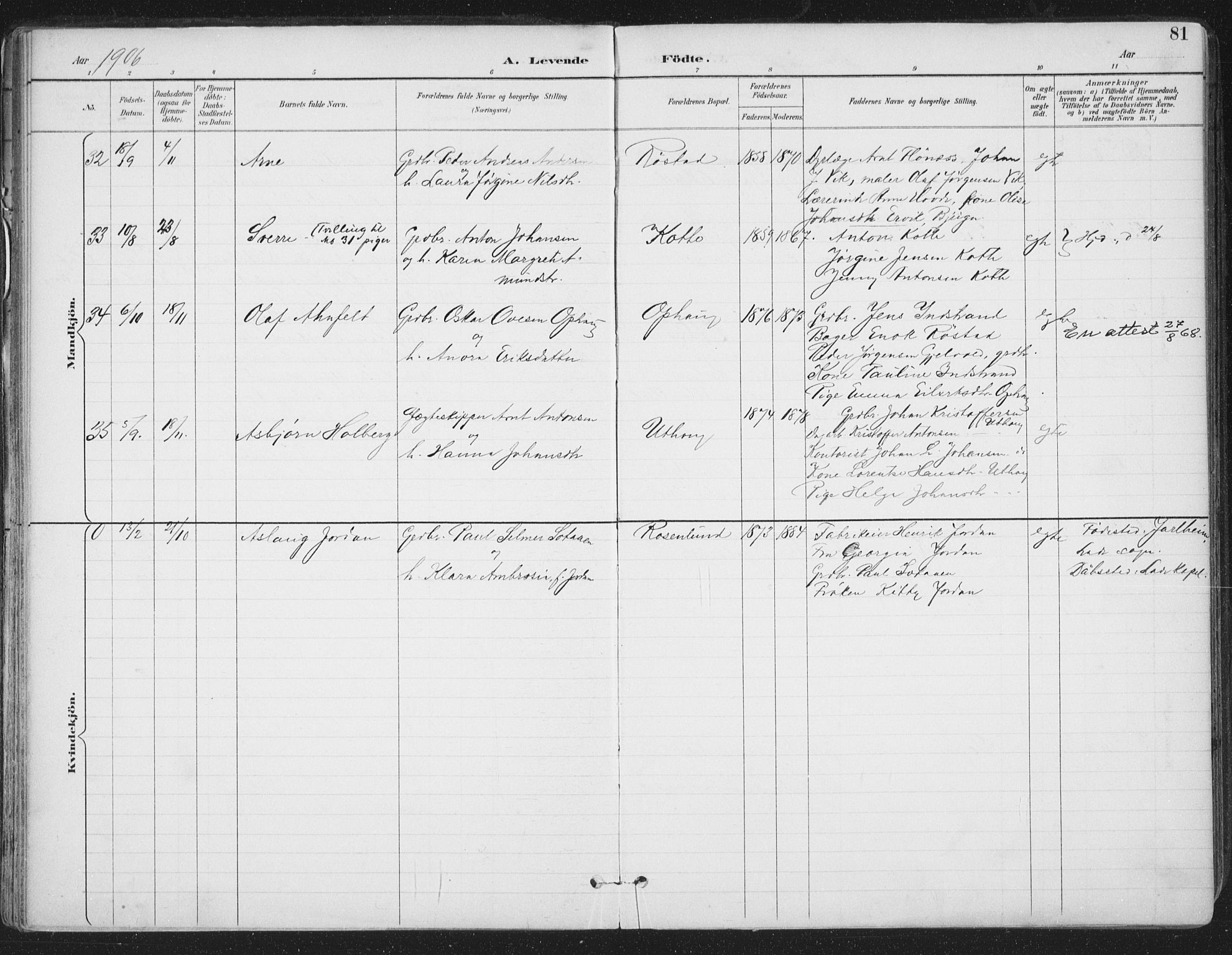 Ministerialprotokoller, klokkerbøker og fødselsregistre - Sør-Trøndelag, AV/SAT-A-1456/659/L0743: Parish register (official) no. 659A13, 1893-1910, p. 81