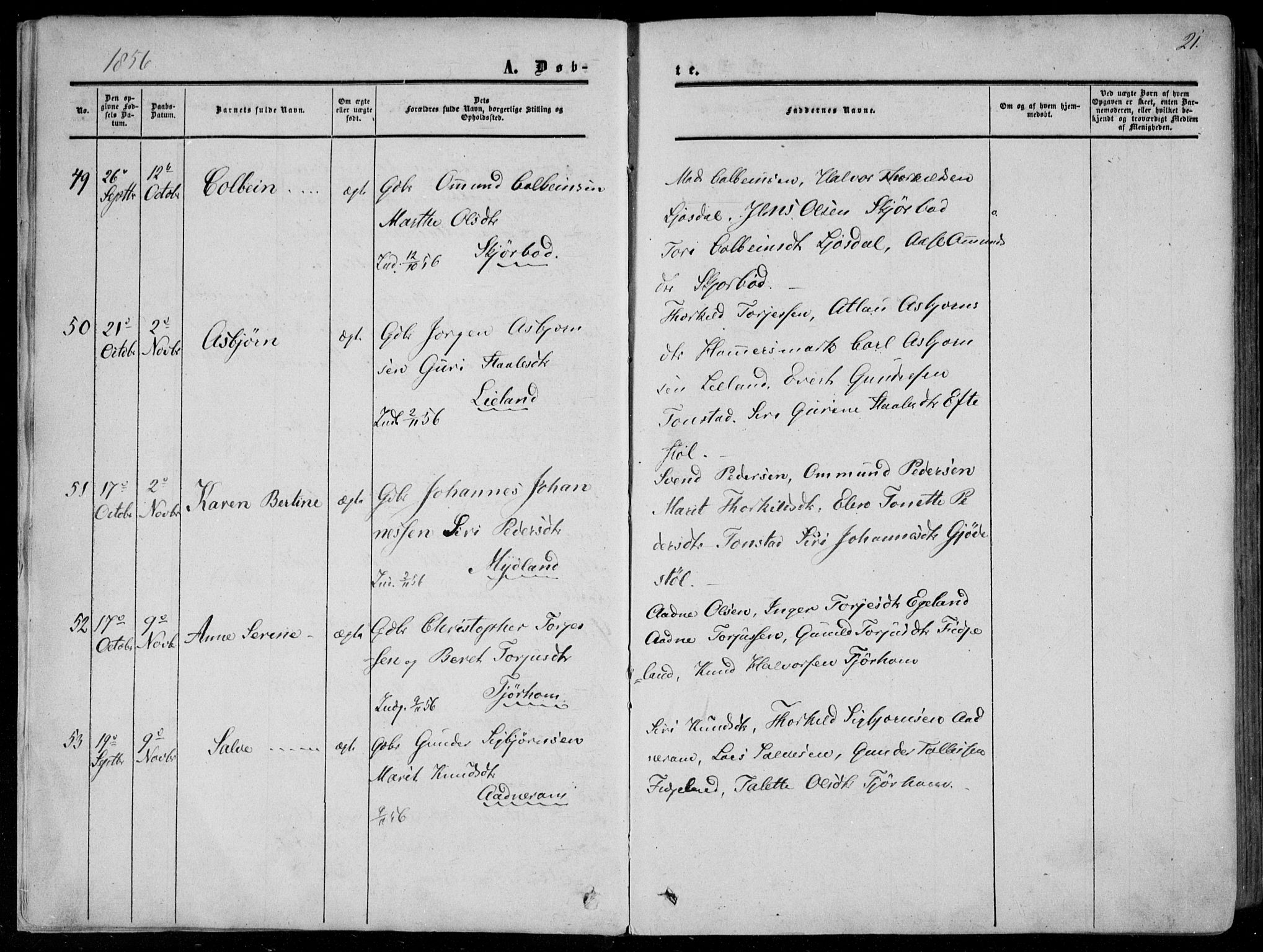 Sirdal sokneprestkontor, AV/SAK-1111-0036/F/Fa/Fab/L0002: Parish register (official) no. A 2, 1855-1874, p. 21